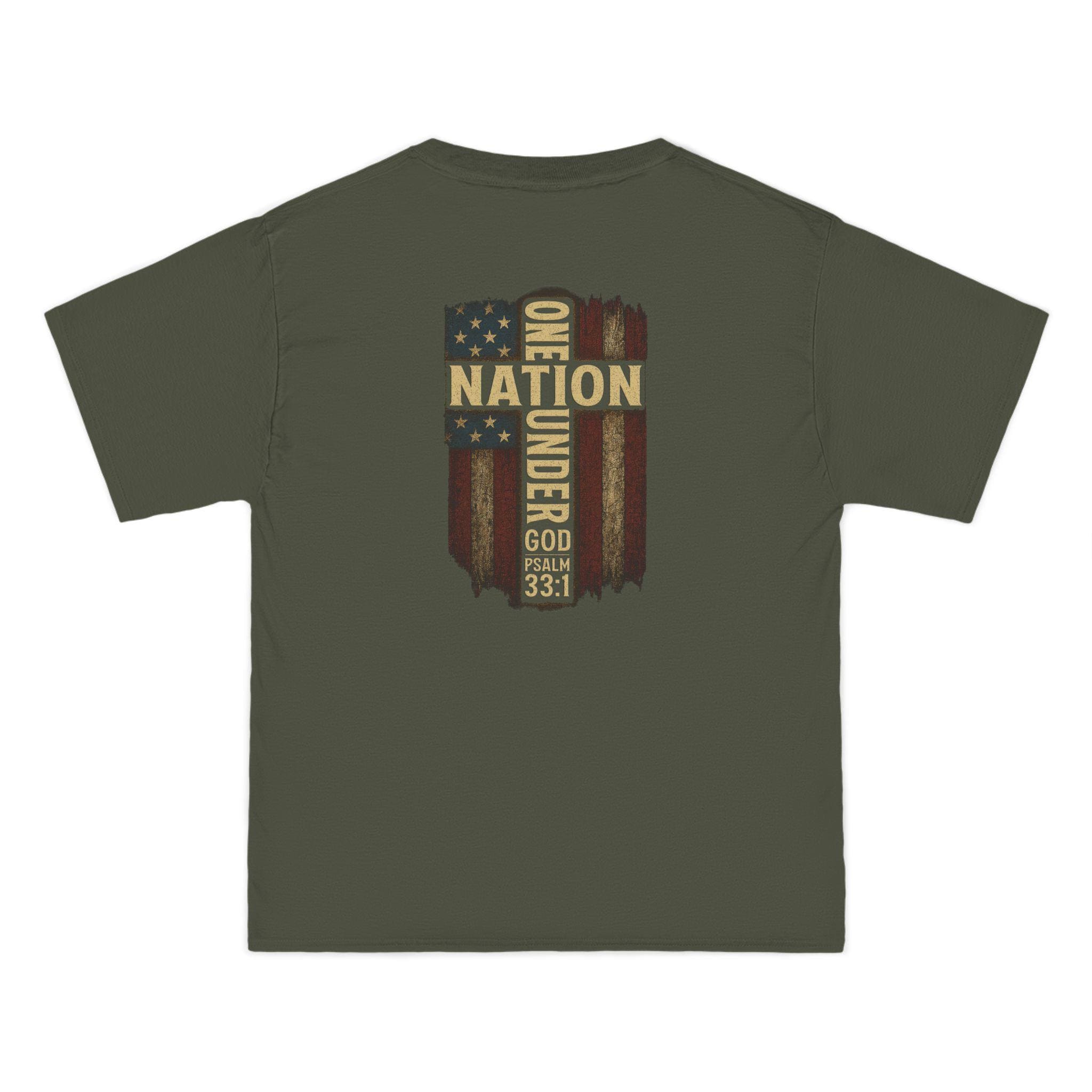One Nation Under God Shirt: Christian Patriotic USA Flag Cross Tee