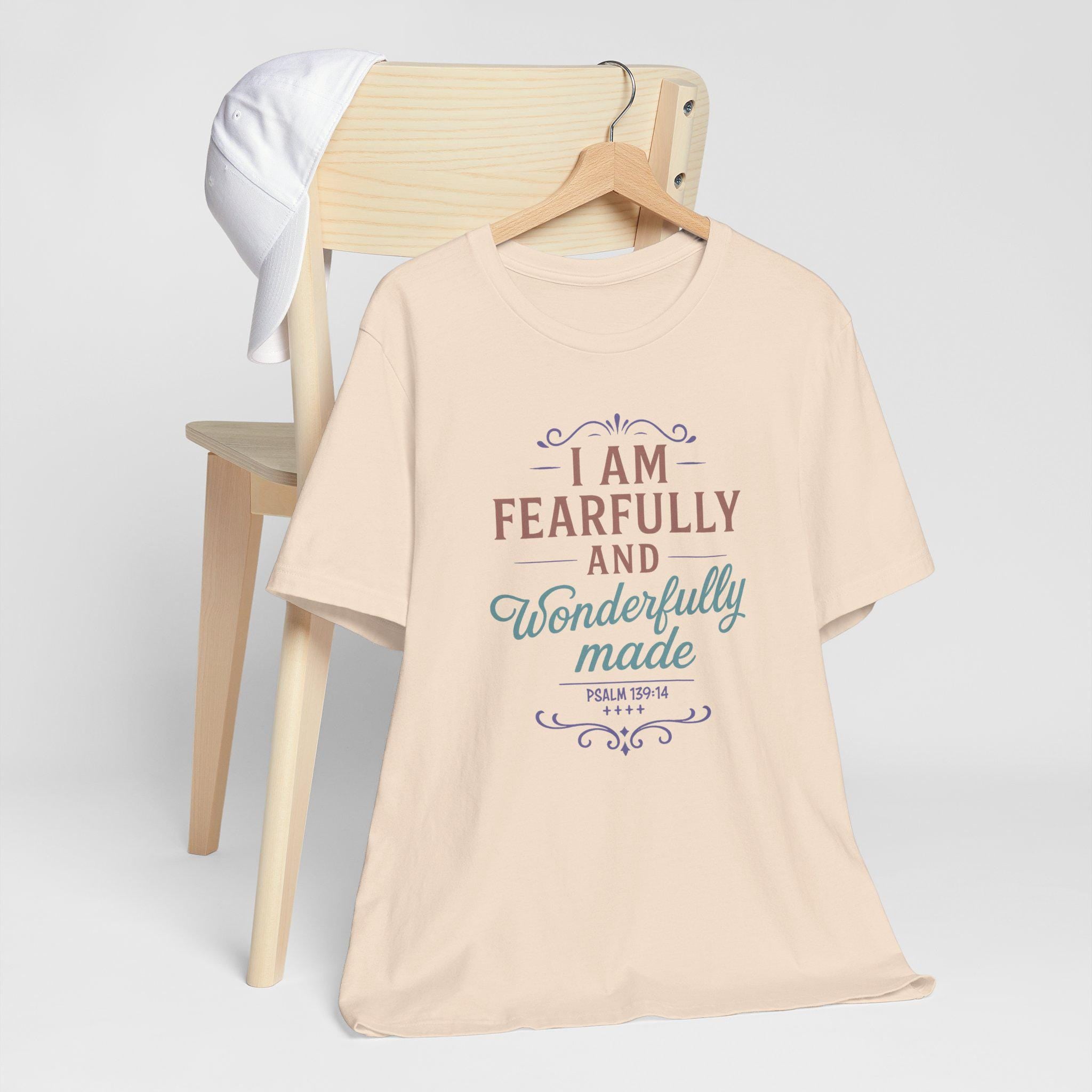 Fearfully and Wonderfully Made Christian Womens T-Shirt - Psalm 139:14 Bible Verse Tee, Inspirational Faith Shirt, Christian Gift for Women