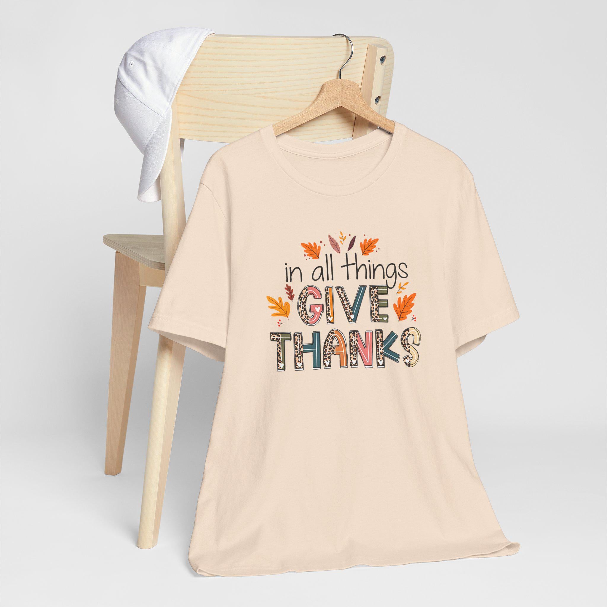 In All Things Give Thanks Shirt, Fall Quilt Collection, Christian Gratitude Tee Women, 1 Thessalonians 5:18 Shirt, Gratitude Gift, Cozy Fall