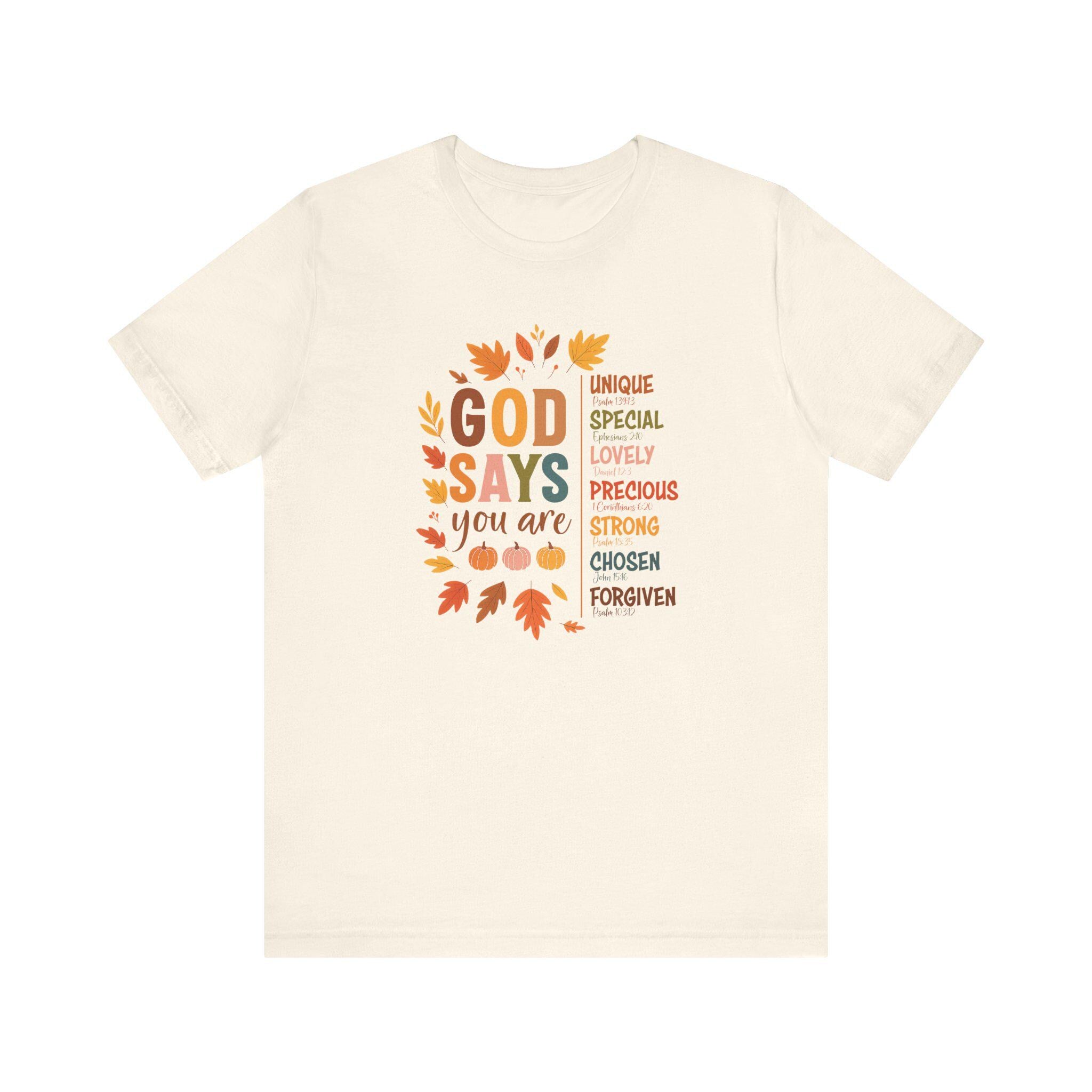 God Says You Are Shirt | Fall Quilt Collection | Christian Identity & Scripture Tee for Women | Fall Christian T-Shirt | Fabric Style Tee