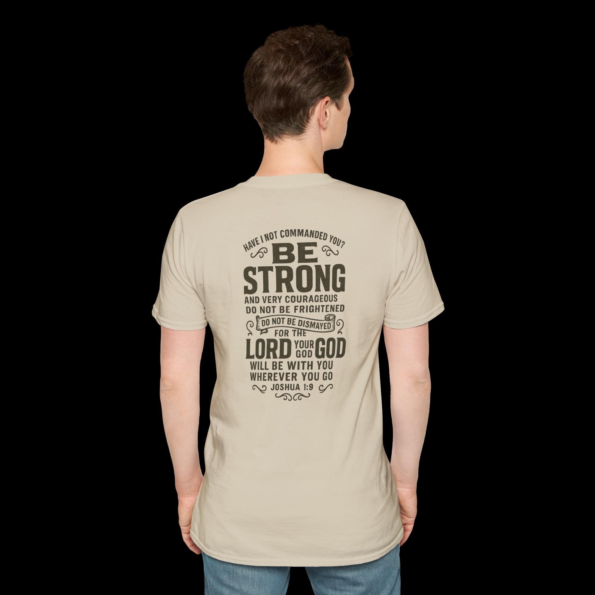 Be Strong and Courageous Shirt - Joshua 1:9 Bible Verse Tee | Christian Faith Shirt | Fearless Scripture Shirt | Redeemed Faith Apparel