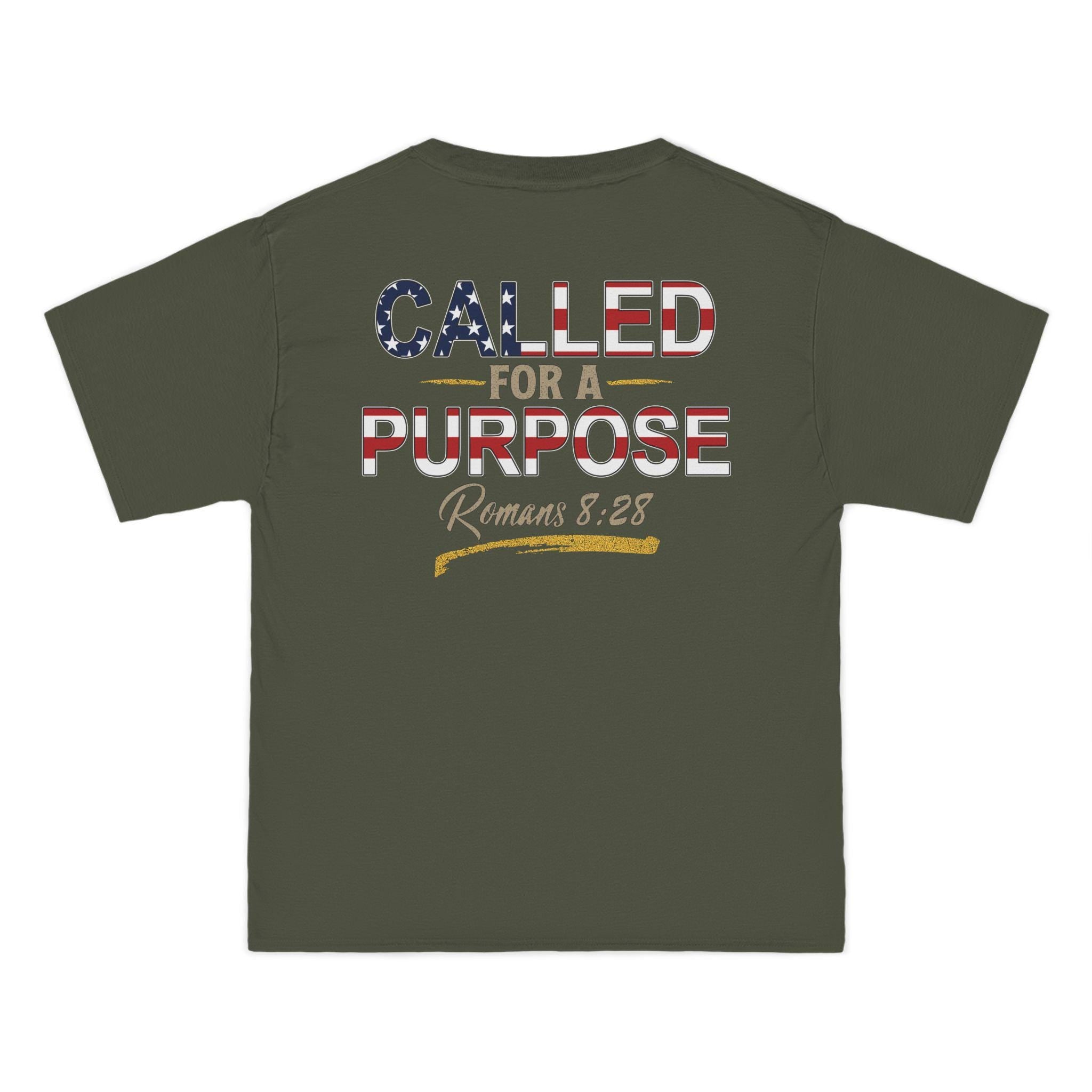 Called for a Purpose Shirt - Romans 8:28 Christian T-Shirt, Patriotic Faith Tee, American Flag Bible Verse Shirt for Men and Women