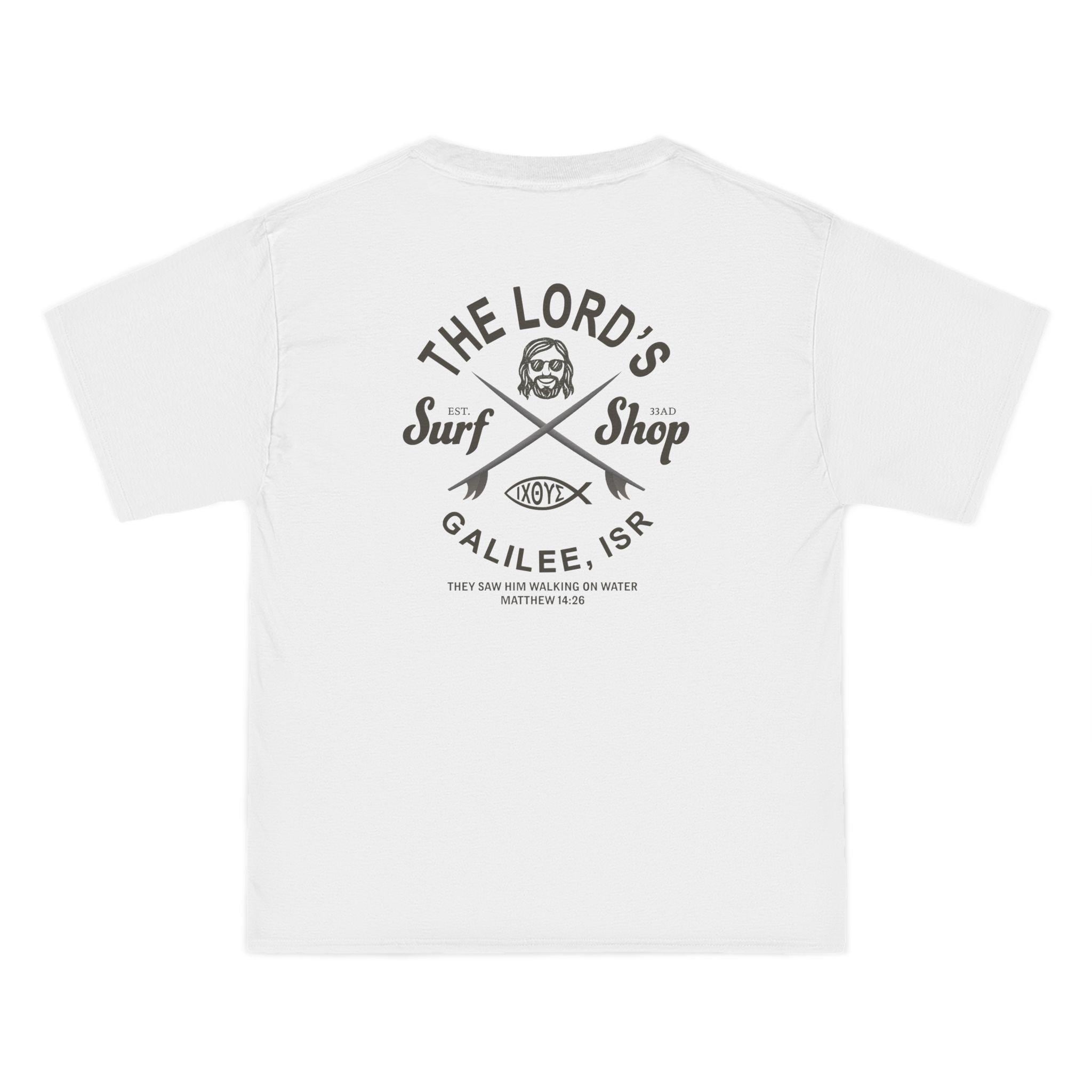Funny Christian T-Shirt: The Lord's Surf Shop, Jesus Surfing Tee