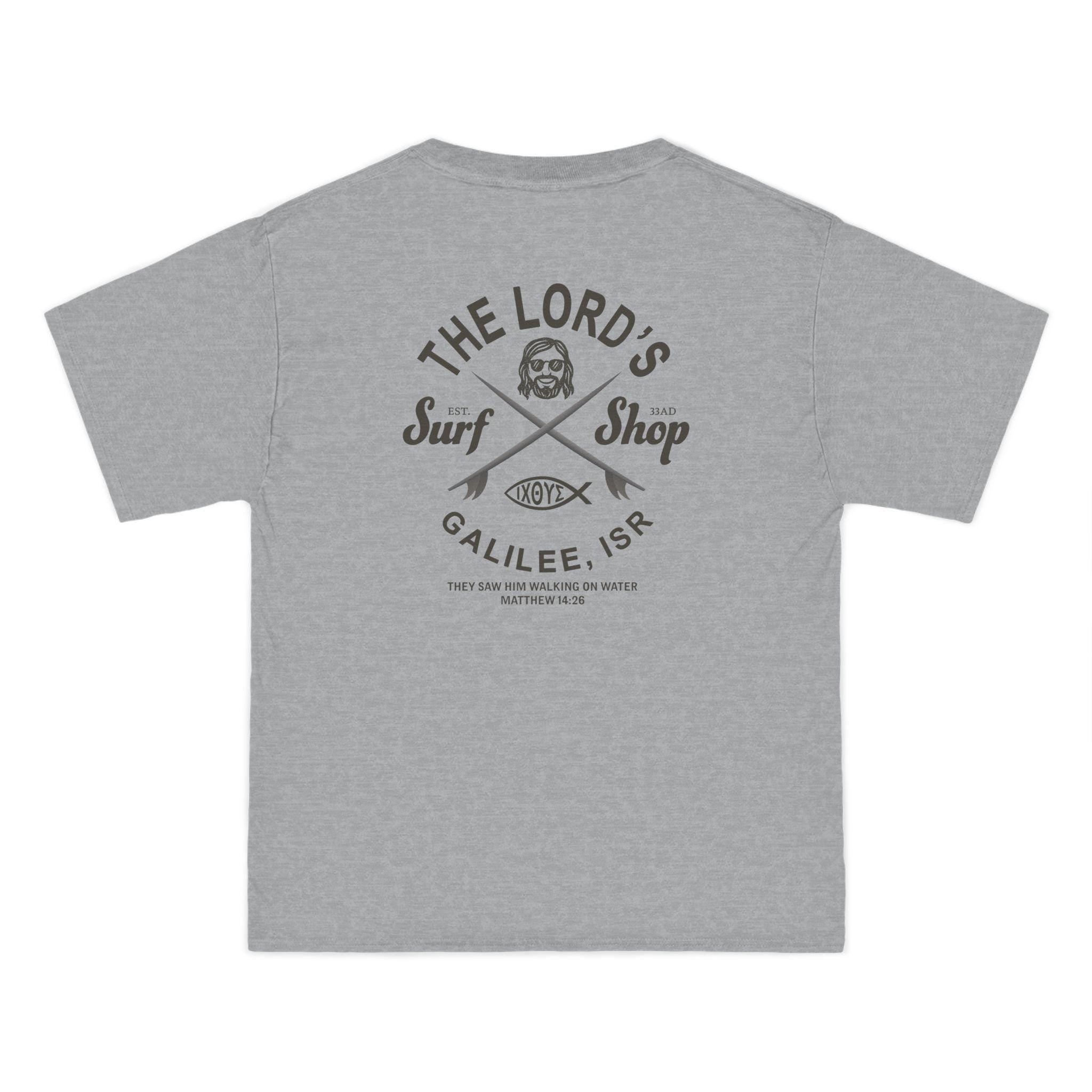 Funny Christian T-Shirt: The Lord's Surf Shop, Jesus Surfing Tee