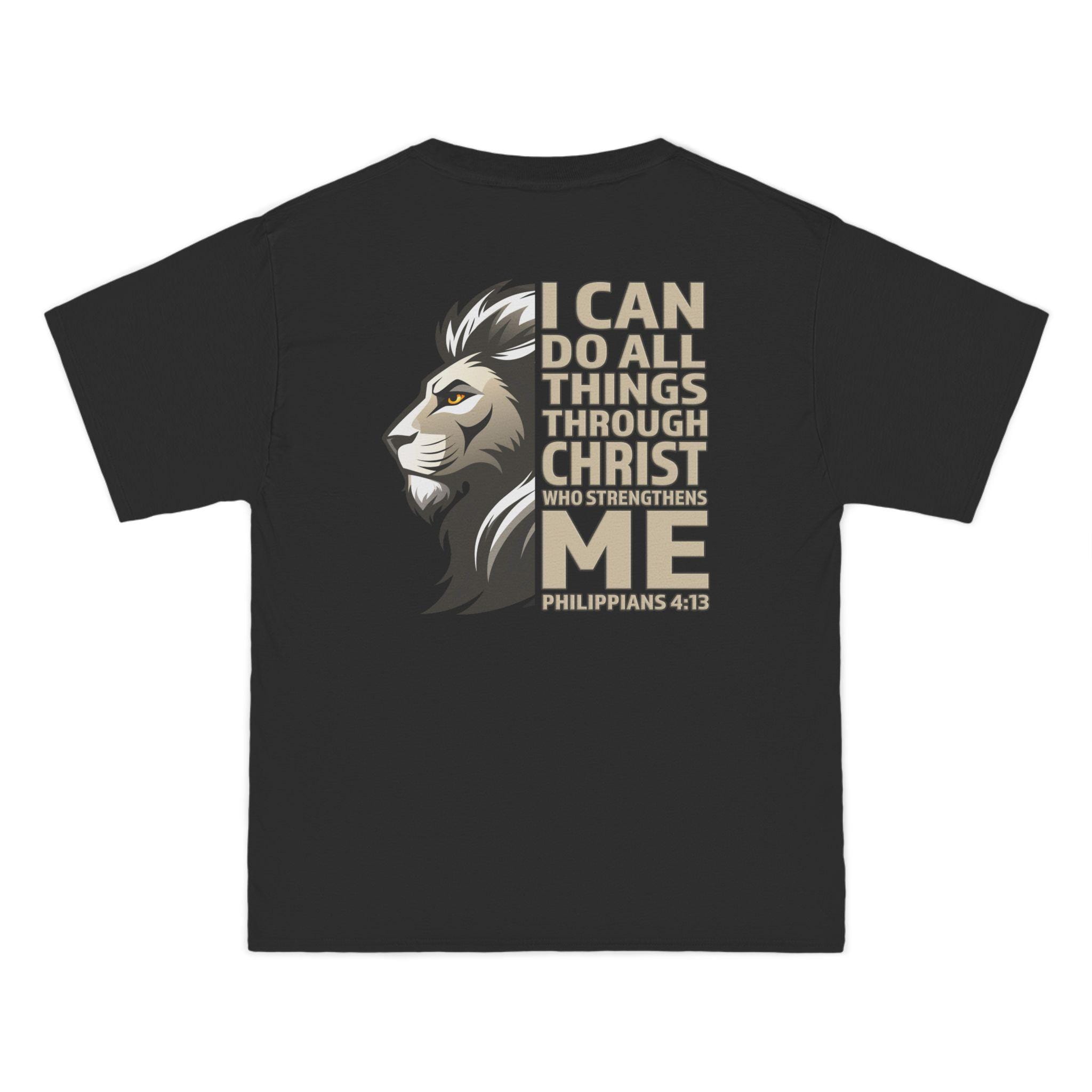 I Can Do All Things Through Christ Shirt - Philippians 4:13, Lion Christian Strength TShirt, Shirt with Inspirational Design, Christian Tee