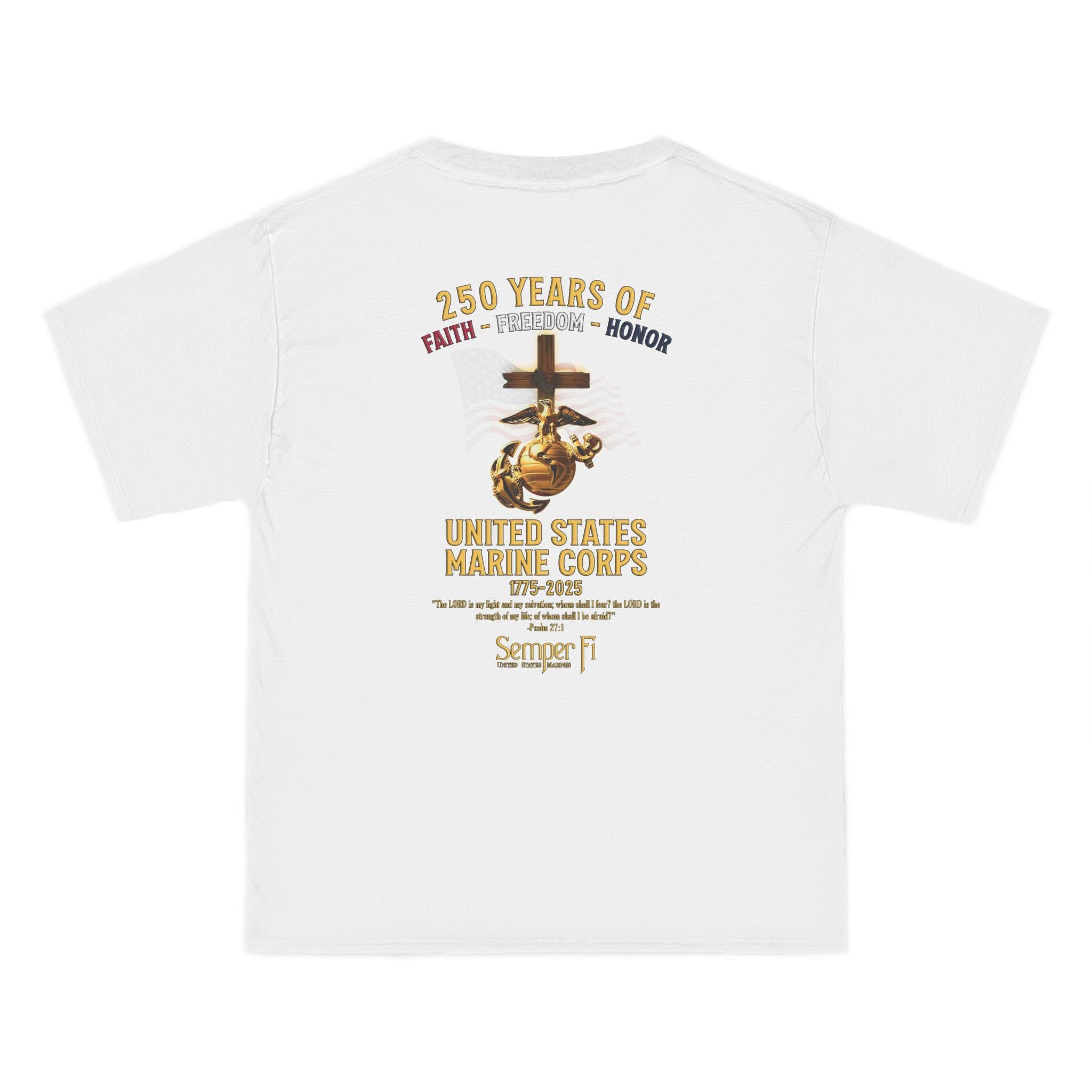 250 Years of Faith, Freedom and Honor T-Shirt, USMC 1775-2025, Psalm 27:1, United States Marine Corps Shirt, Christian Apparel, God Country