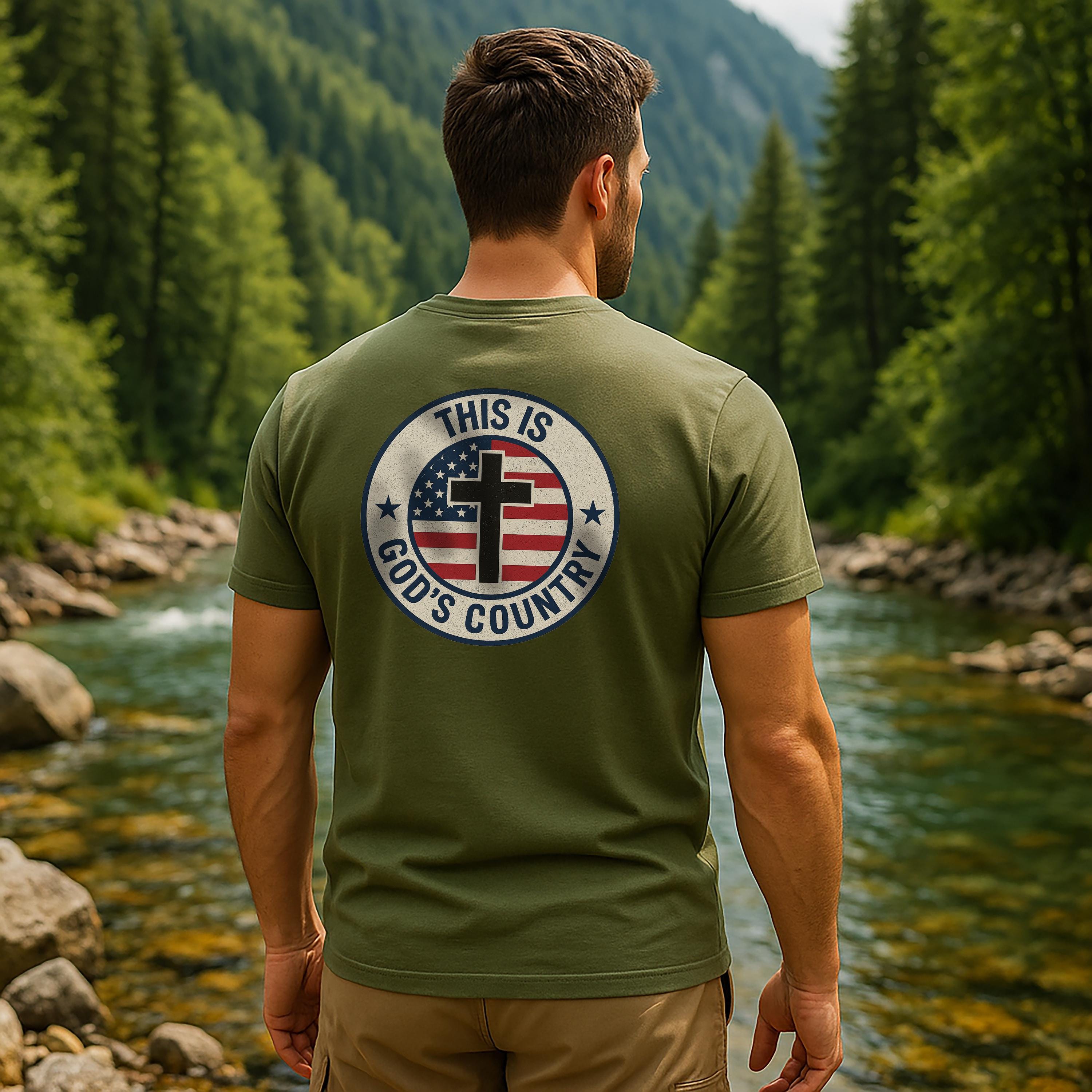 This Is Gods Country T-Shirt | Christian Patriotic Cross Tee | Faith and Freedom Shirt for Men and Women | United States and God T-Shirt