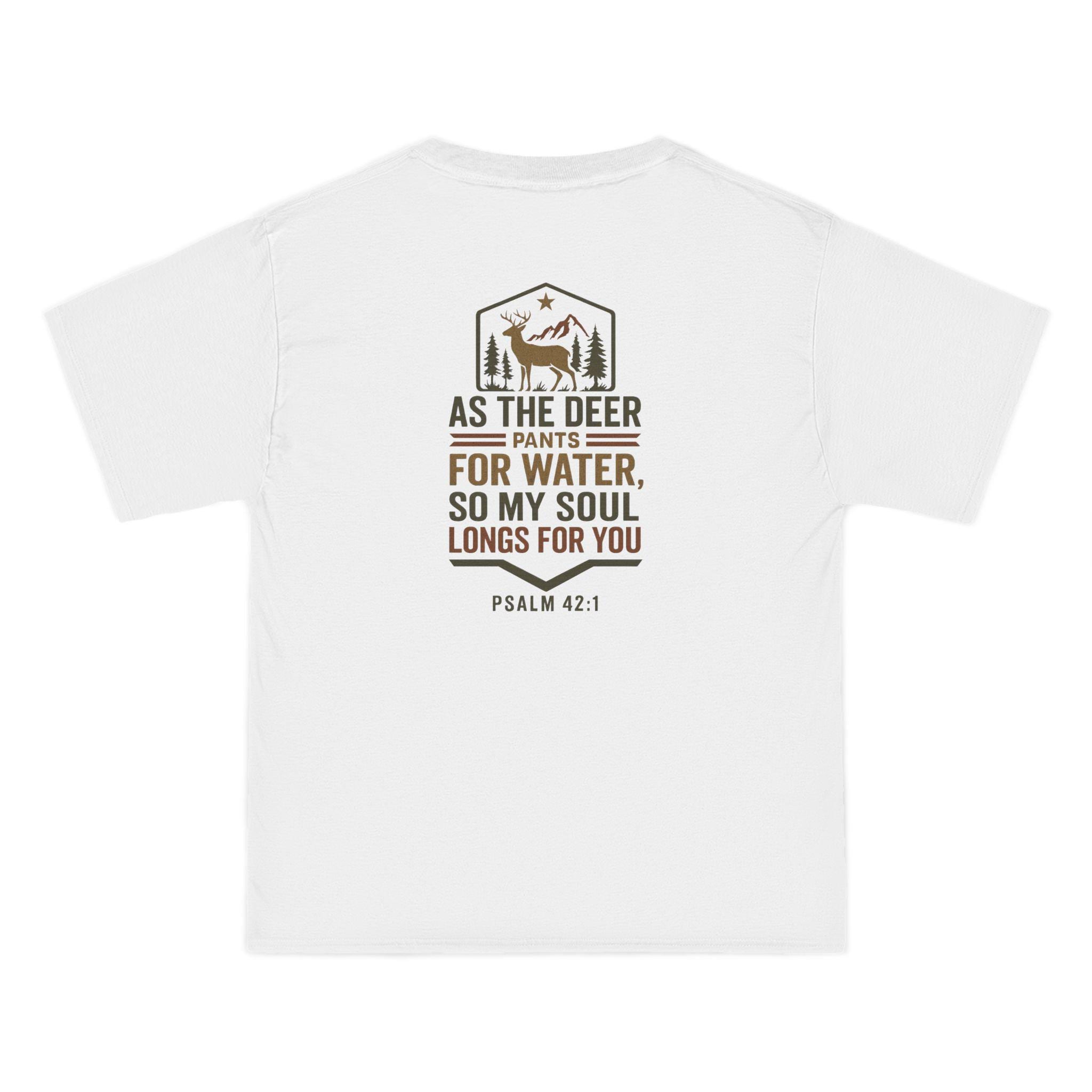 As the Deer Pants for Water Shirt - Psalm 42:1 Christian Outdoors Tee | Faith & Nature T-Shirt | Wilderness Bible Verse Shirt for Men Women