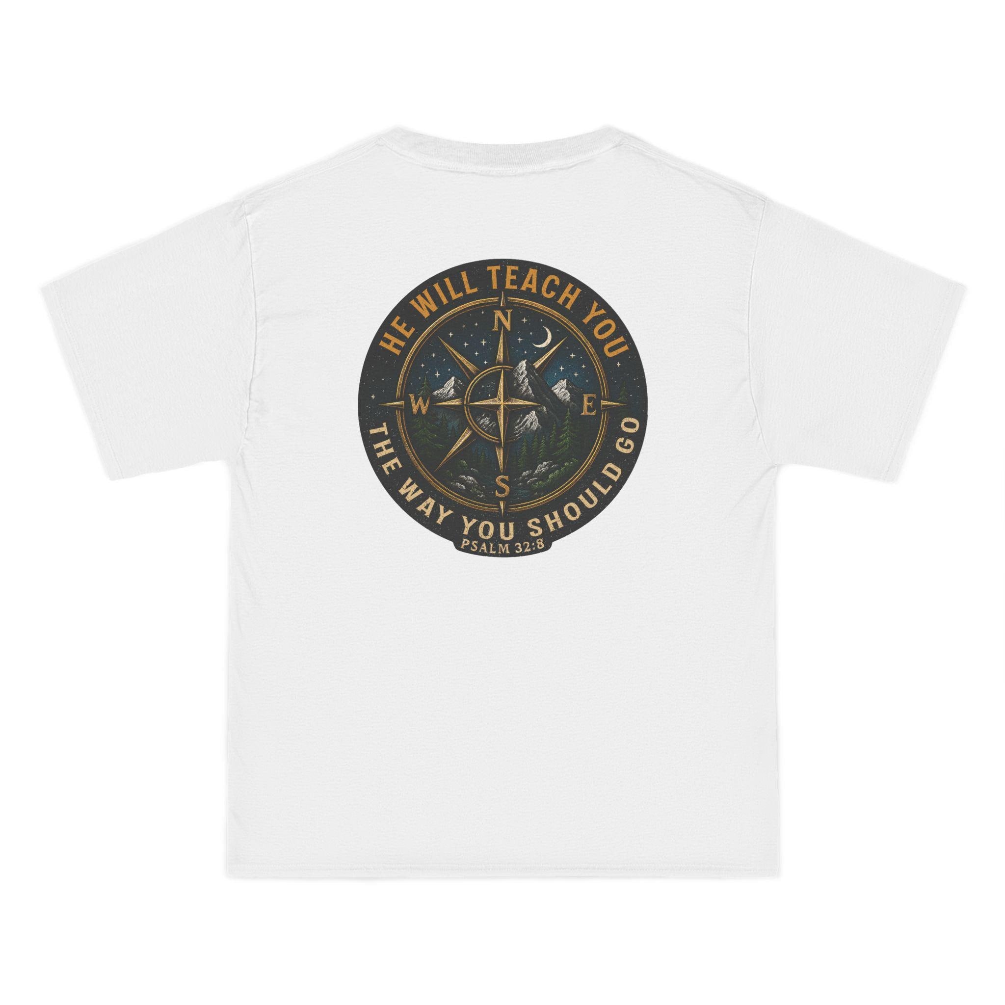 He Will Teach You the Way You Should Go Shirt | Psalm 32 8 Christian Compass Tee | Faith Outdoor Shirt for Men & Women | Redeemed Faith