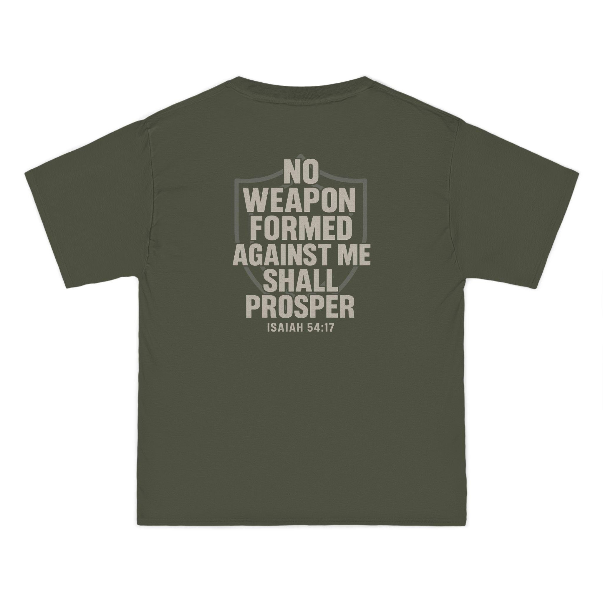 No Weapon Formed Against Me Shall Prosper Shirt | Isaiah 54:17 | Christian Warrior Faith Tee for Men & Women | God Protected | Secure in God