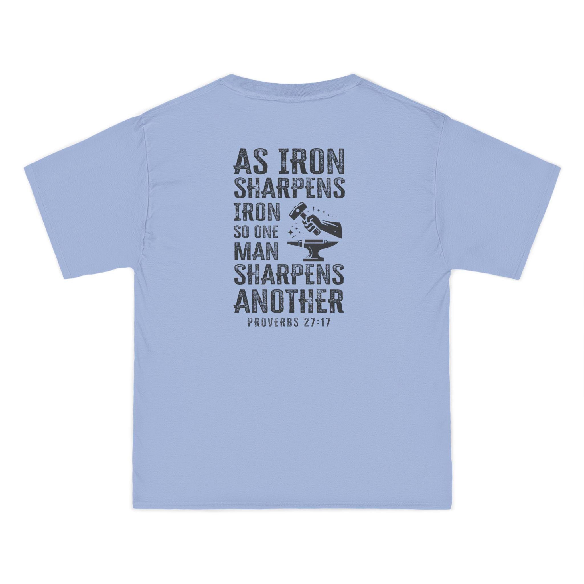 As Iron Sharpens Iron Christian Shirt | Proverbs 27:17 | Faith & Brotherhood Tee for Men | Inspirational Scripture Shirt | Hammer and Anvil