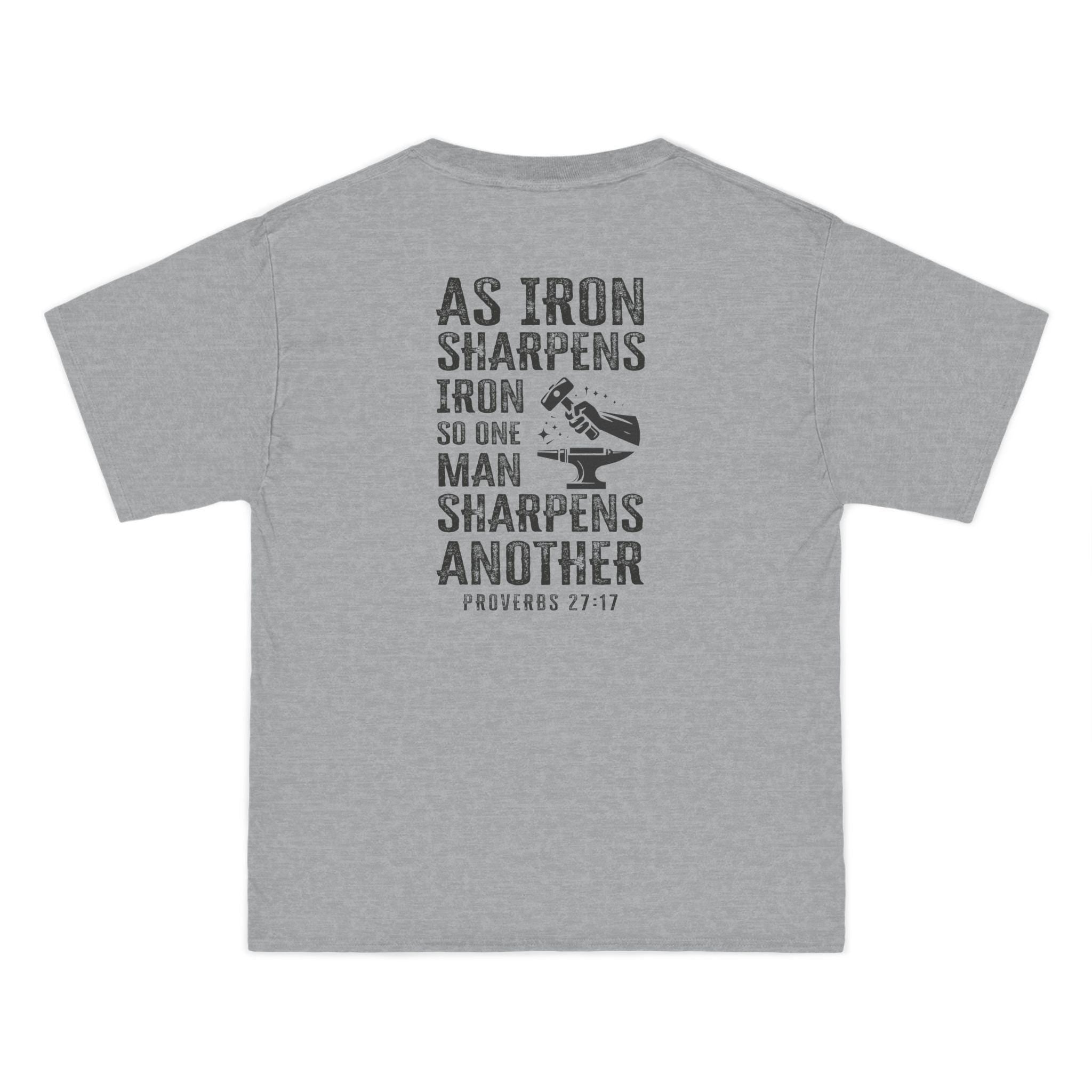 As Iron Sharpens Iron Christian Shirt | Proverbs 27:17 | Faith & Brotherhood Tee for Men | Inspirational Scripture Shirt | Hammer and Anvil