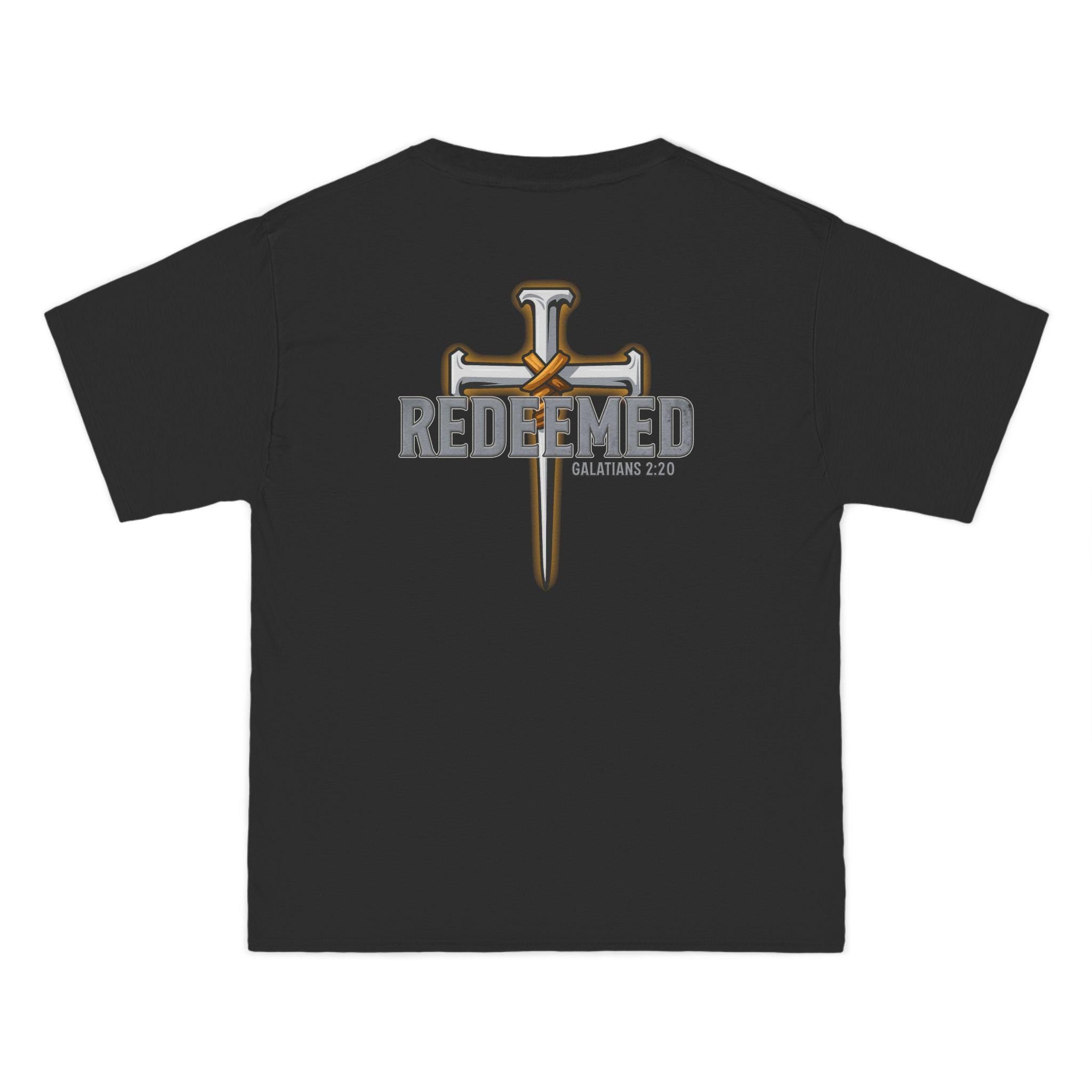 Redeemed Christian T-Shirt | Galatians 2:20 Shirt | Faith-Based Apparel | Cross Design | Religious Gift for Men & Women | Redeemed Faith Tee