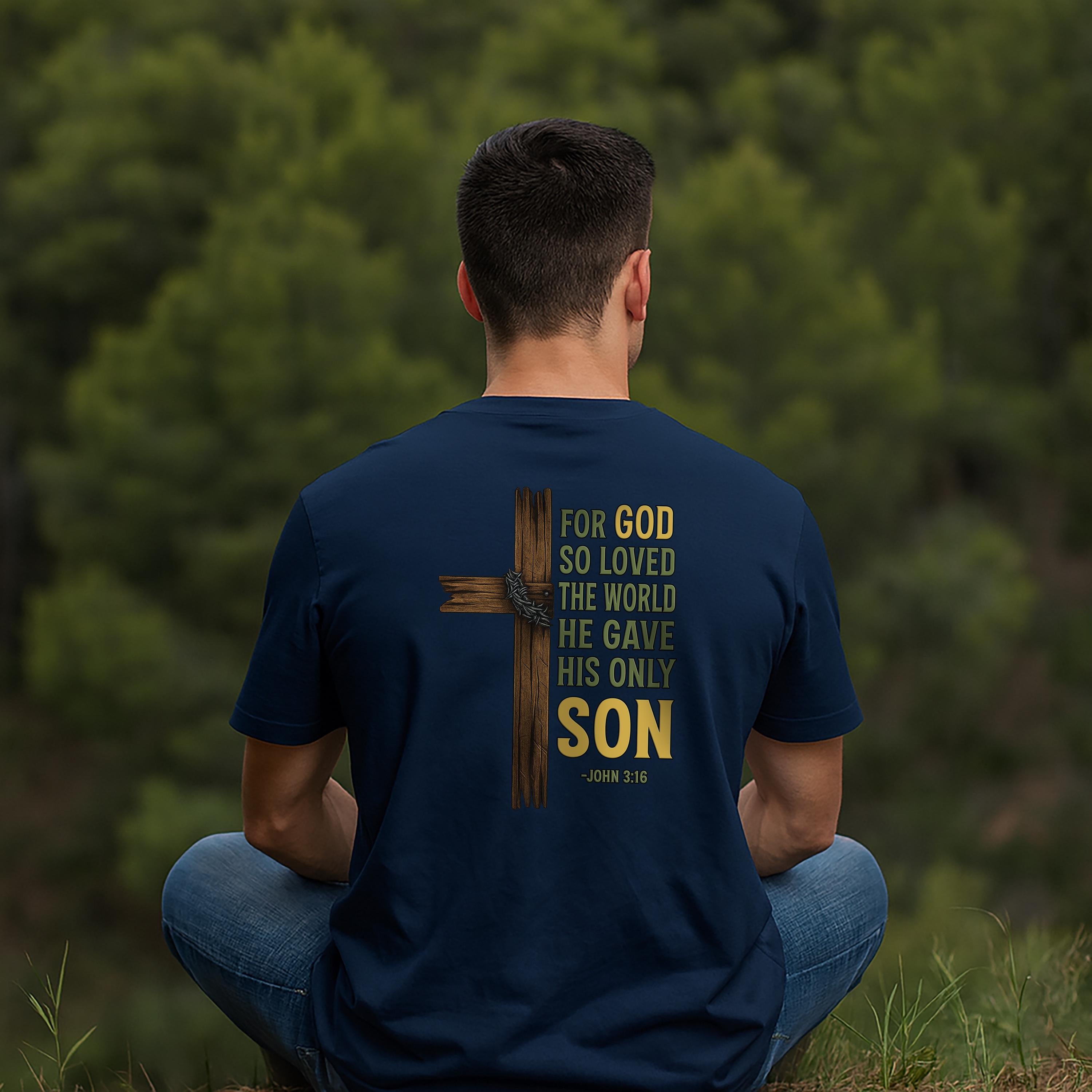 For God So Loved the World T-Shirt | John 3:16 Christian Cross Tee | Faith-Based Gift for Men & Women | Redeemed Faith Apparel | T-Shirts