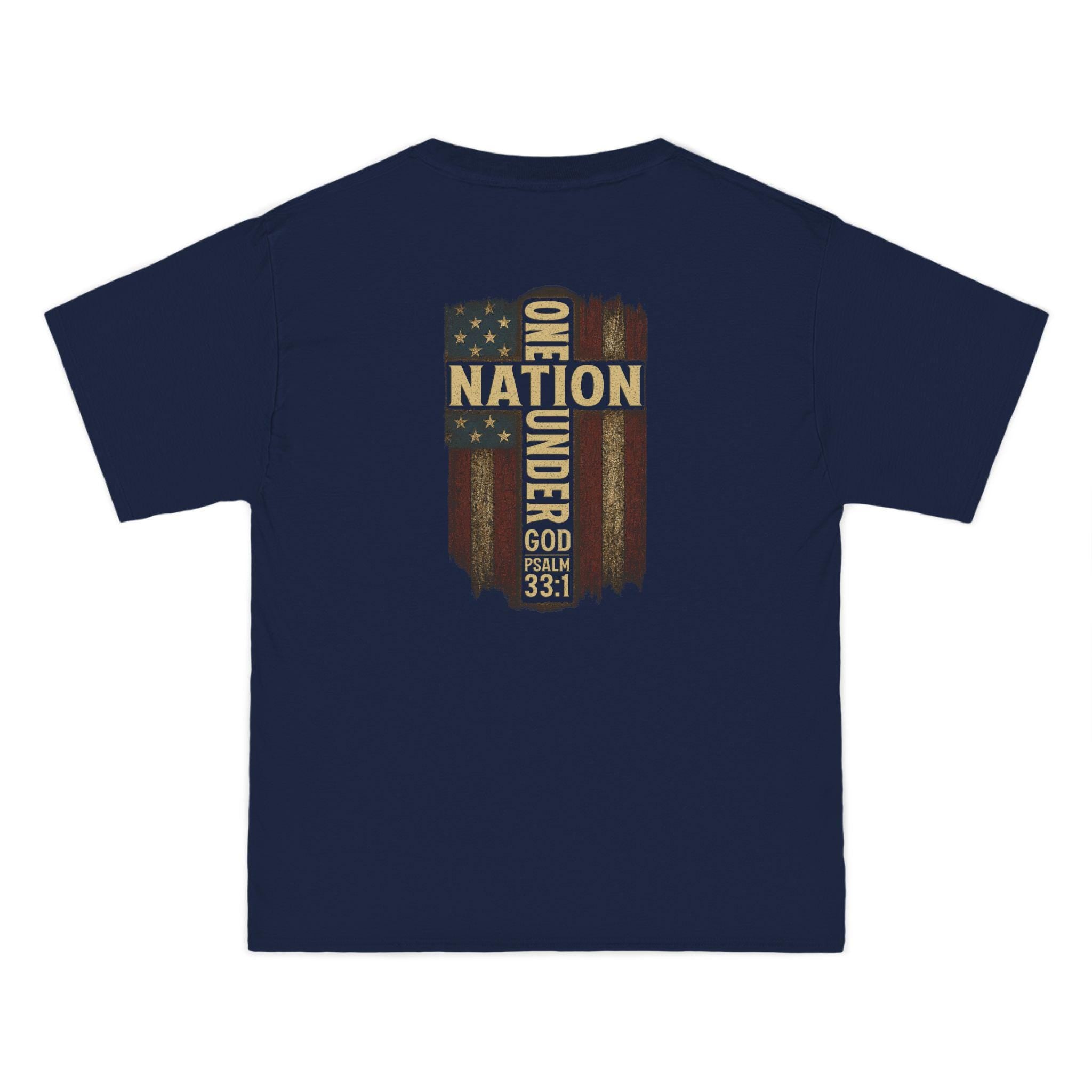 One Nation Under God Shirt: Christian Patriotic USA Flag Cross Tee