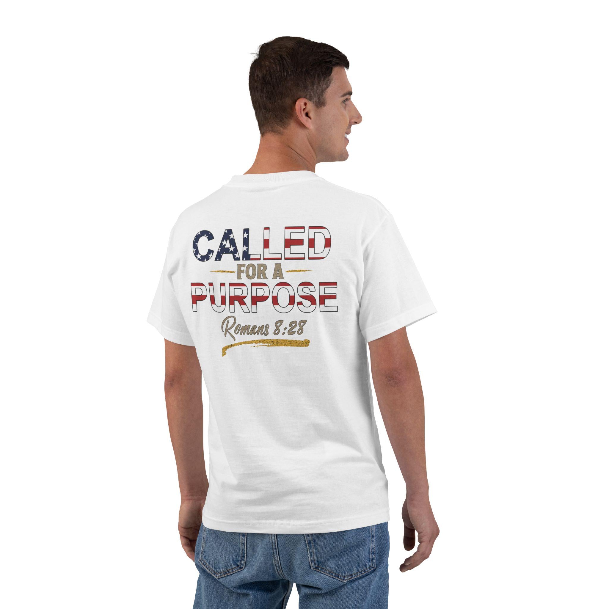 Called for a Purpose Shirt - Romans 8:28 Christian T-Shirt, Patriotic Faith Tee, American Flag Bible Verse Shirt for Men and Women