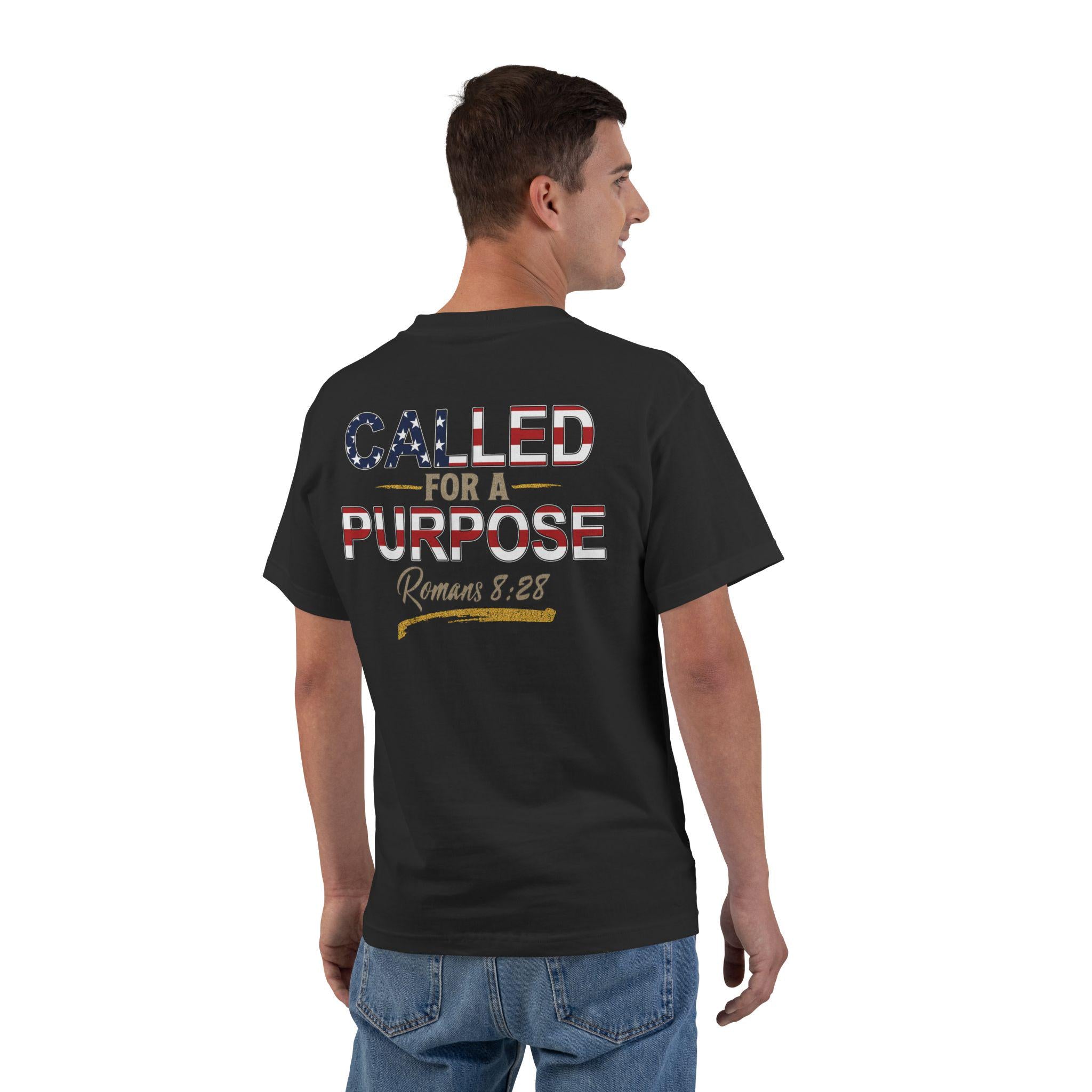 Called for a Purpose Shirt - Romans 8:28 Christian T-Shirt, Patriotic Faith Tee, American Flag Bible Verse Shirt for Men and Women