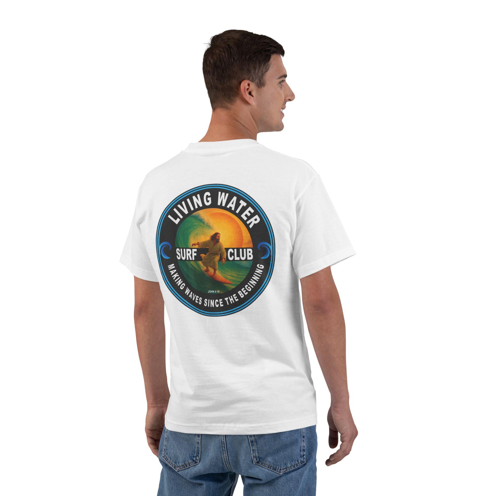 Living Water Surf Club T-Shirt, Jesus Surfing Design, Making Waves Since The Beginning, John 410 Christian Surf Tee, Beach Wear Surfing Gift