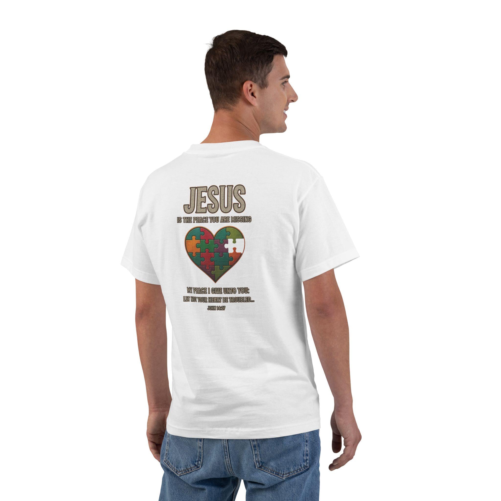 Jesus Is the Peace You Are Missing Shirt - John 14:27 Christian Puzzle Heart Faith T-Shirt, Christian Gifts for Men and Women, Trouble Heart