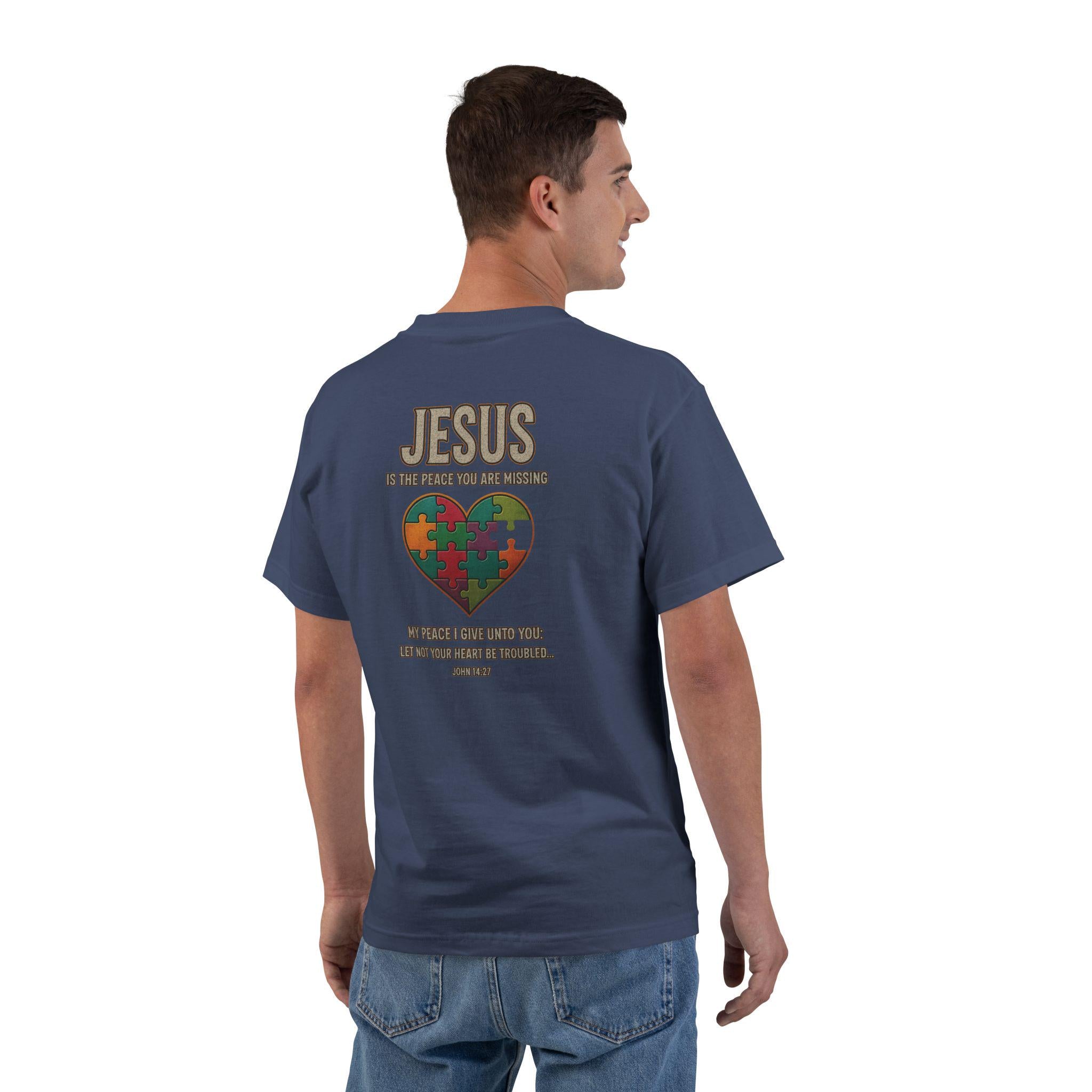 Jesus Is the Peace You Are Missing Shirt - John 14:27 Christian Puzzle Heart Faith T-Shirt, Christian Gifts for Men and Women, Trouble Heart