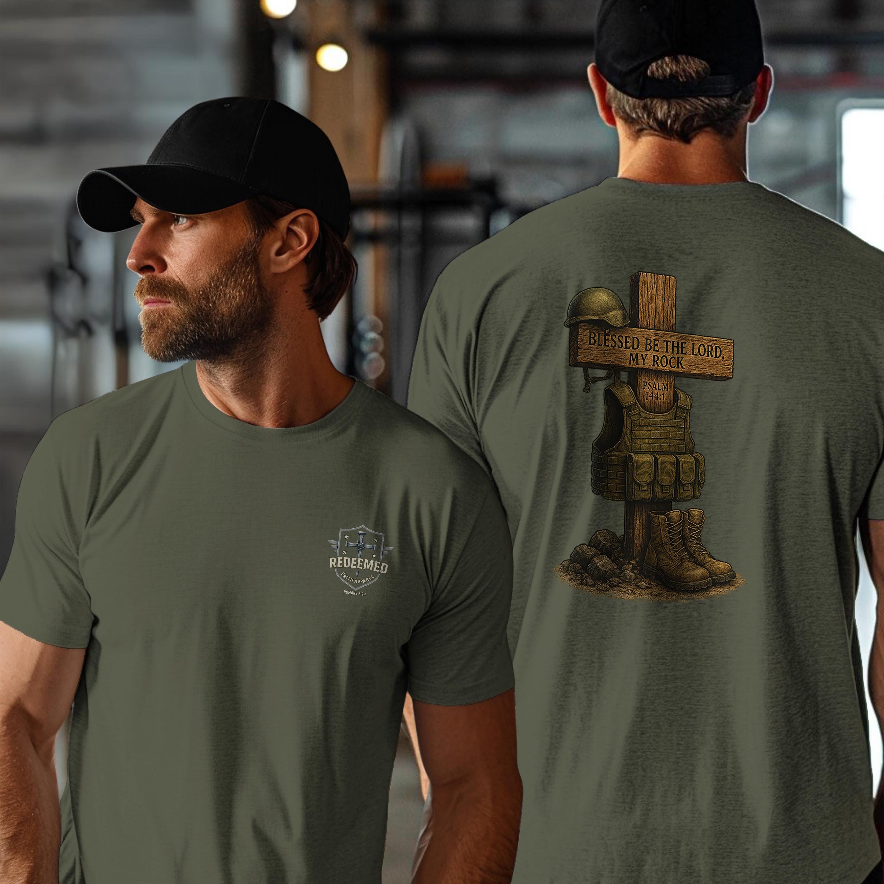Psalm 144:1 Christian Military Tribute T-Shirt