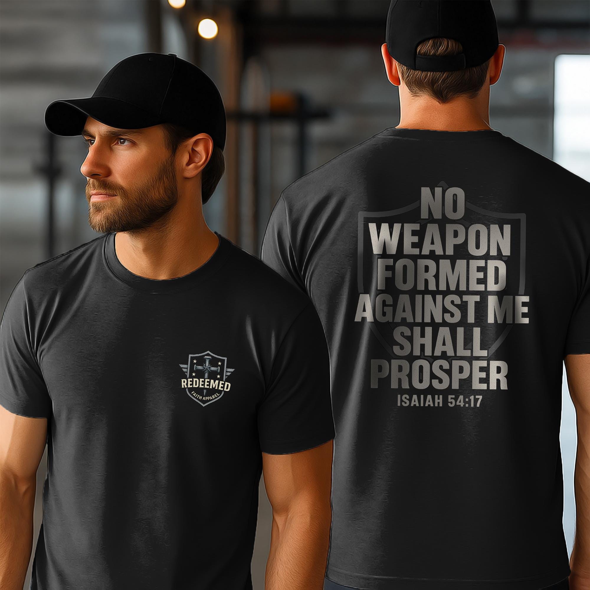 No Weapon Formed Against Me Shall Prosper Shirt | Isaiah 54:17 | Christian Warrior Faith Tee for Men & Women | God Protected | Secure in God