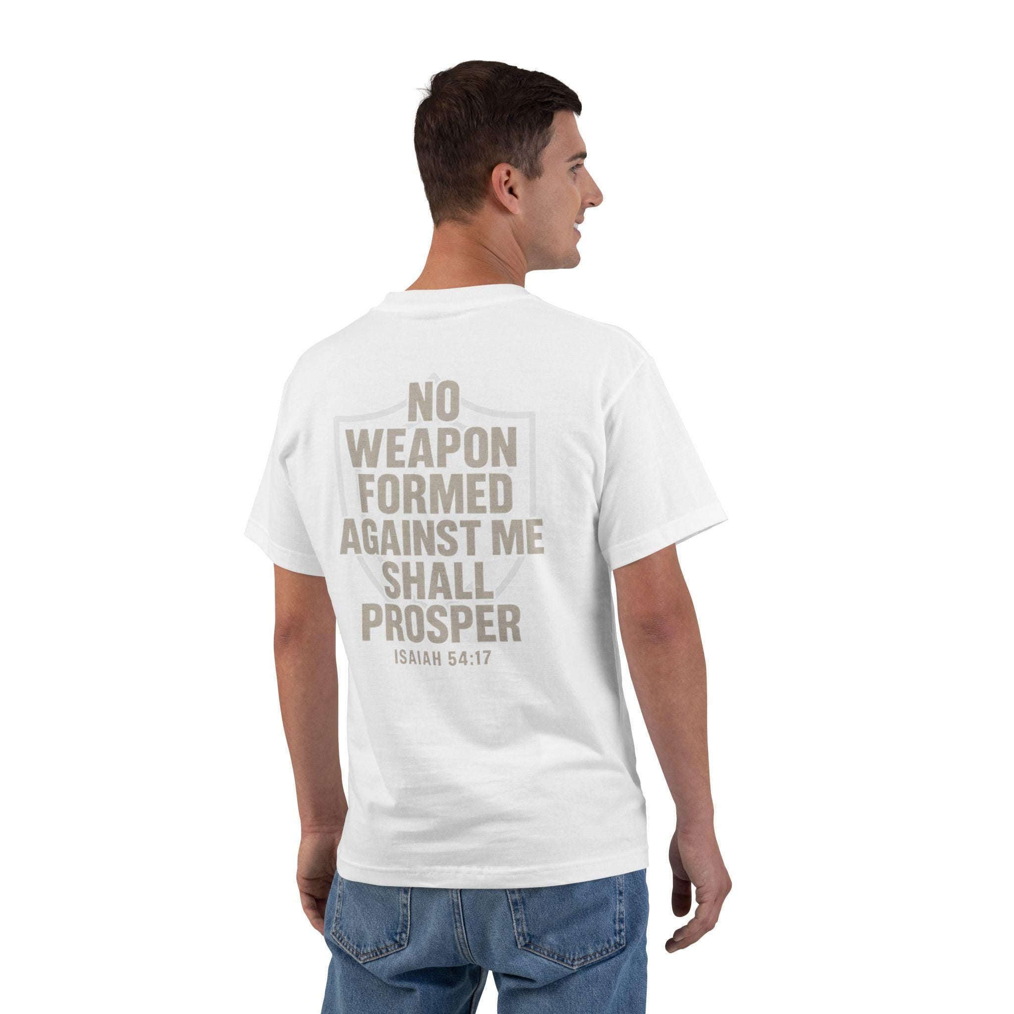 No Weapon Formed Against Me Shall Prosper Shirt | Isaiah 54:17 | Christian Warrior Faith Tee for Men & Women | God Protected | Secure in God