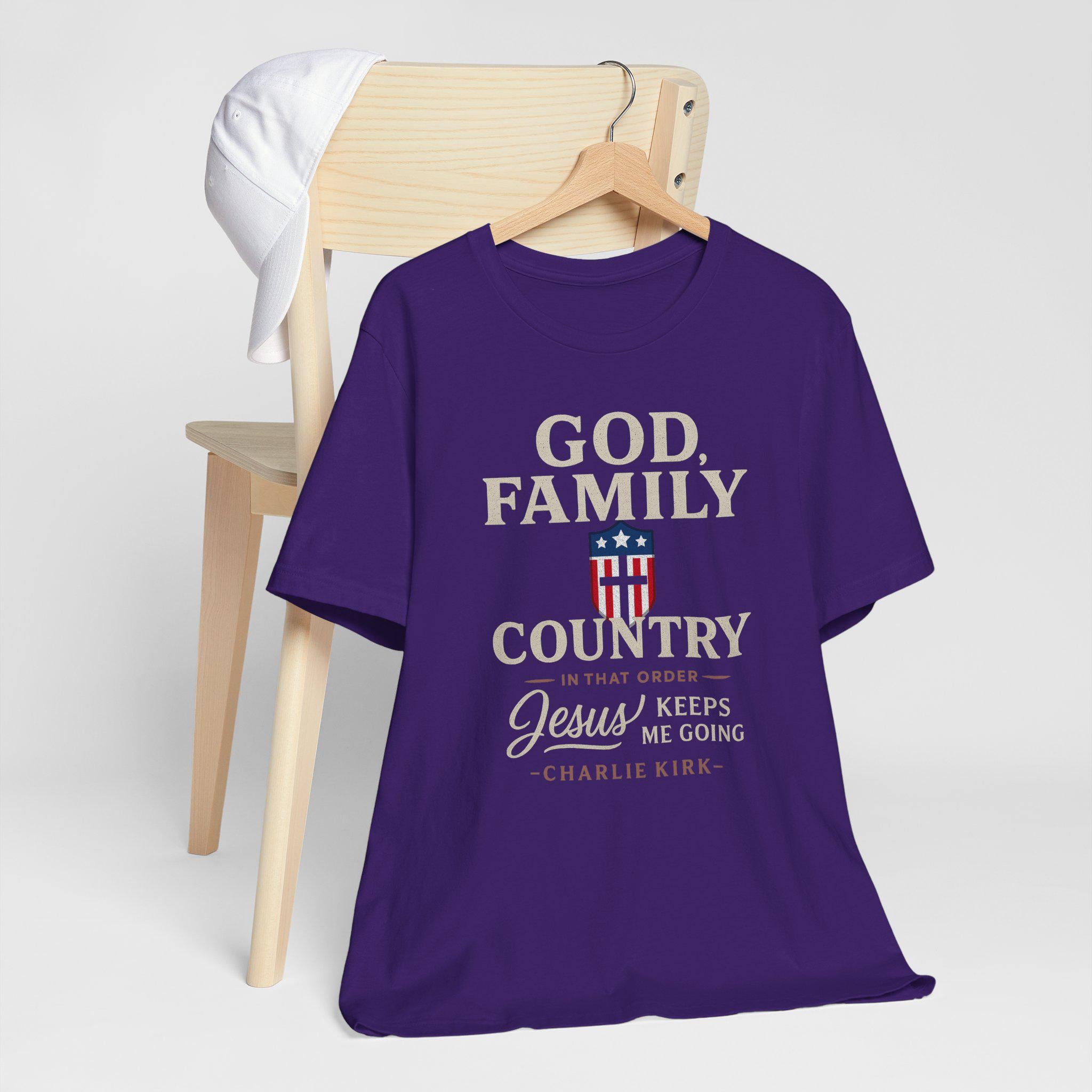 God Family Country Christian T-Shirt - Faith and Patriotism Tee, Bible Verse Shirt, Jesus Keeps Me Going, Charlie Kirk Quote Shirt, unisex