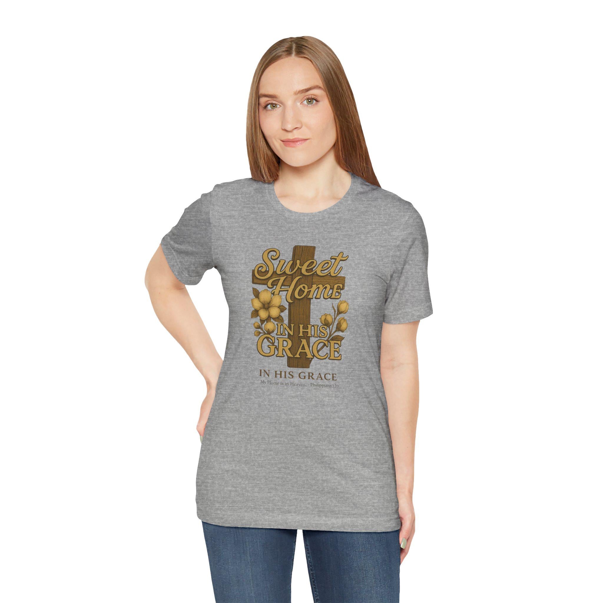 AL-Womens Sweet Home In His Grace Alabama Christian Shirt (ON FRONT), Philippians 320, Southern Graphic Tee, Faith-Based Apparel, Faith Gift