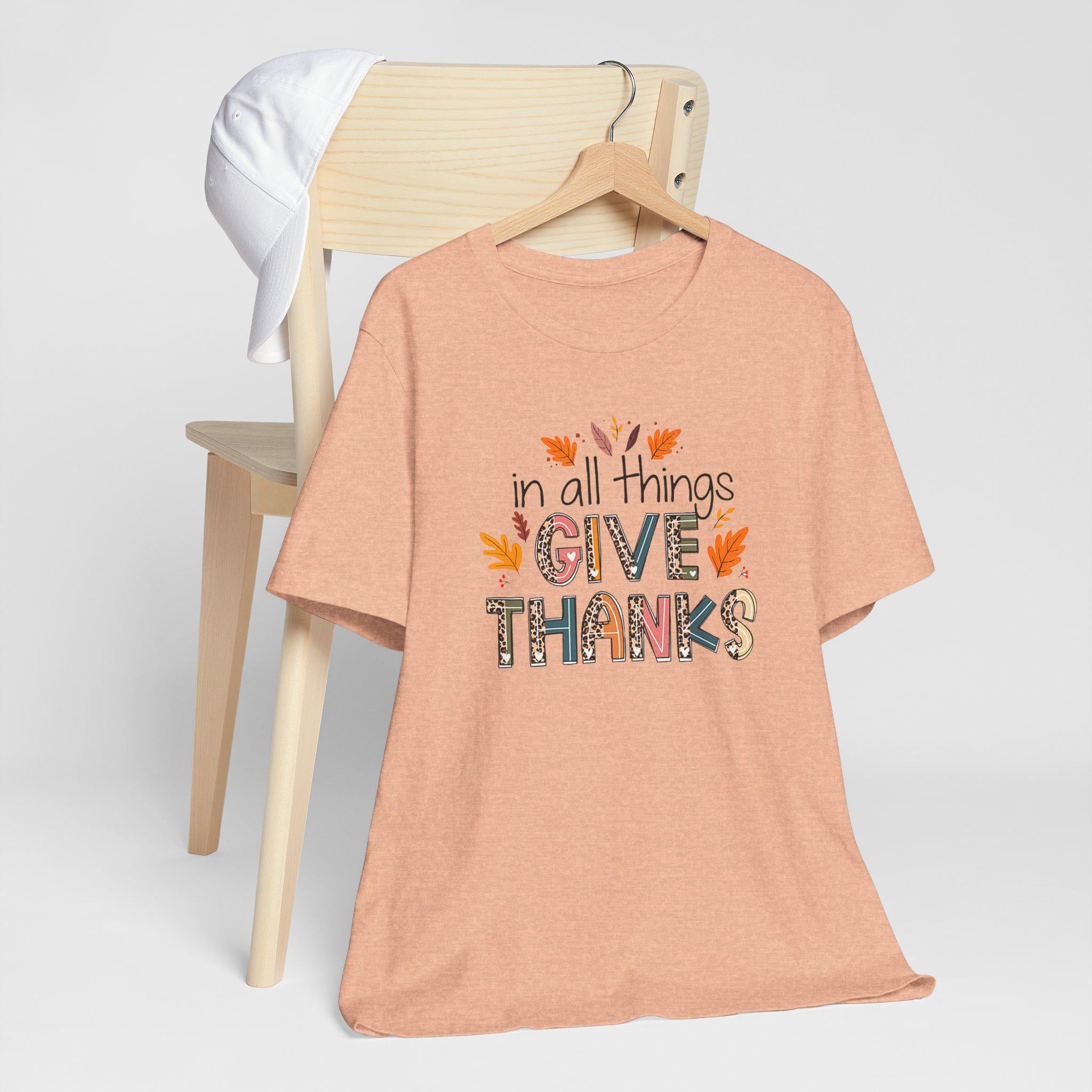 In All Things Give Thanks Shirt, Fall Quilt Collection, Christian Gratitude Tee Women, 1 Thessalonians 5:18 Shirt, Gratitude Gift, Cozy Fall