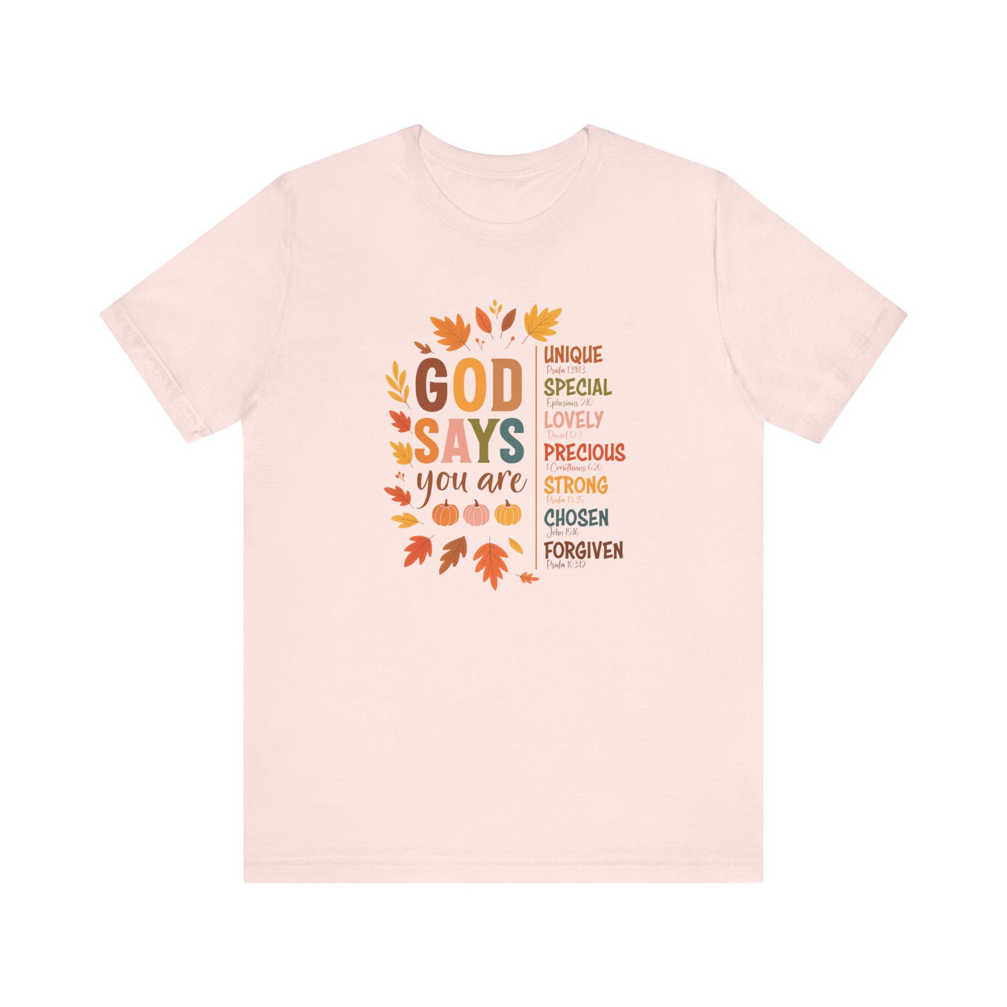 God Says You Are Shirt | Fall Quilt Collection | Christian Identity & Scripture Tee for Women | Fall Christian T-Shirt | Fabric Style Tee