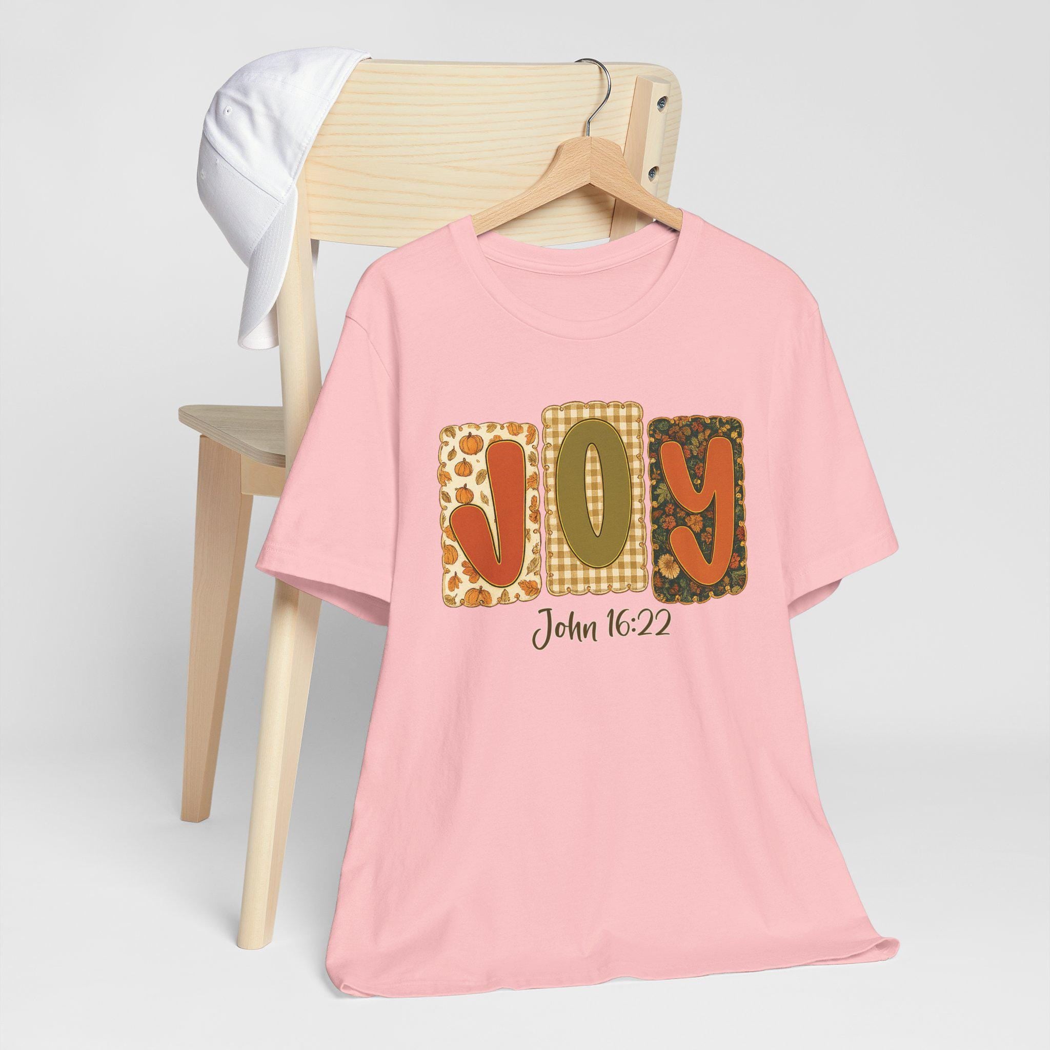 JOY Christian T-Shirt, John 16:22, Fall Quilt Collection, Christian Scripture Tee for Women, Unisex Cotton Top, Christian Gifts for Women