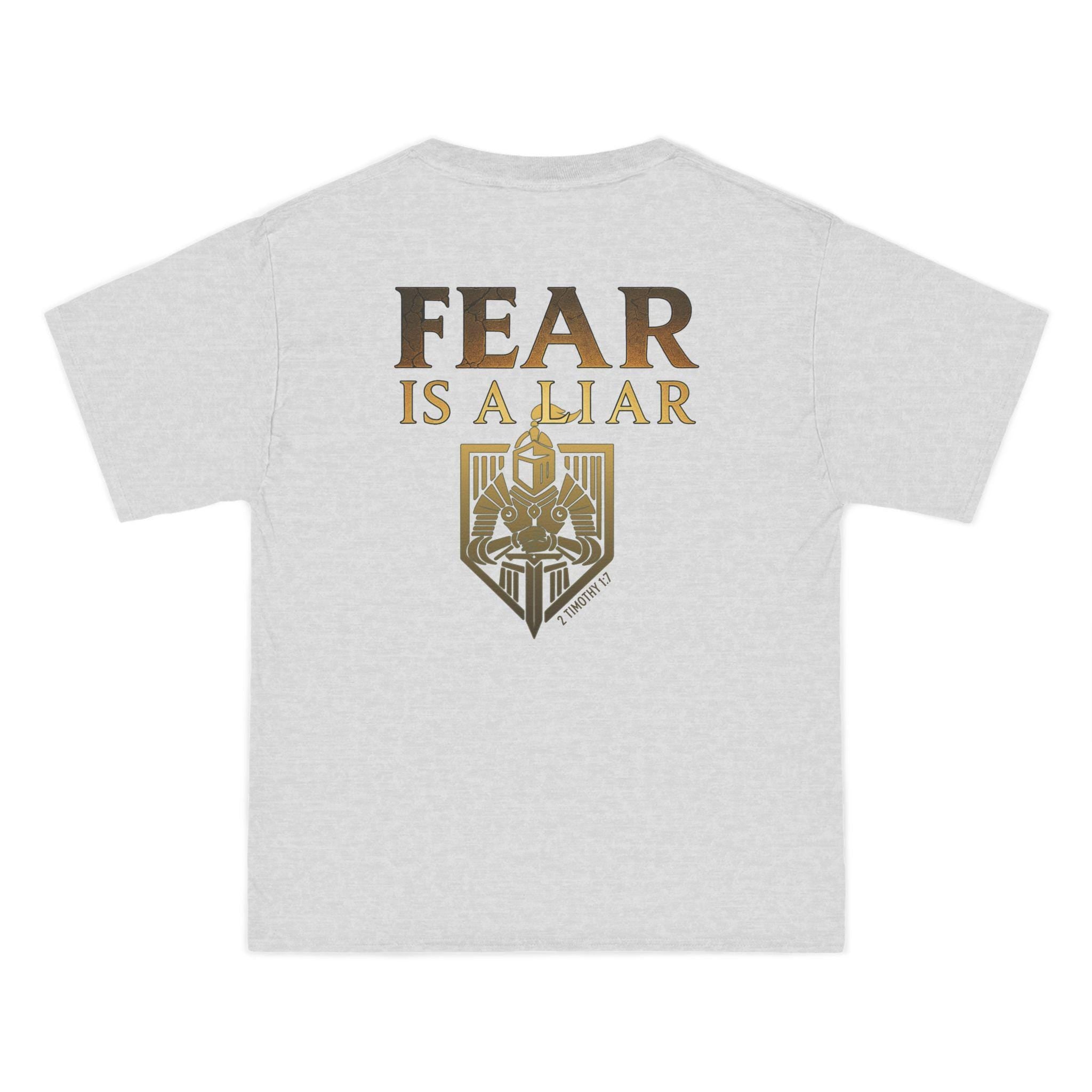 Fear Is A Liar T-Shirt - 2 Timothy 1:7, Christian Warrior Tee, Courageous Shirt, Armor of God Shirt, Christian Gift for Any Occasion