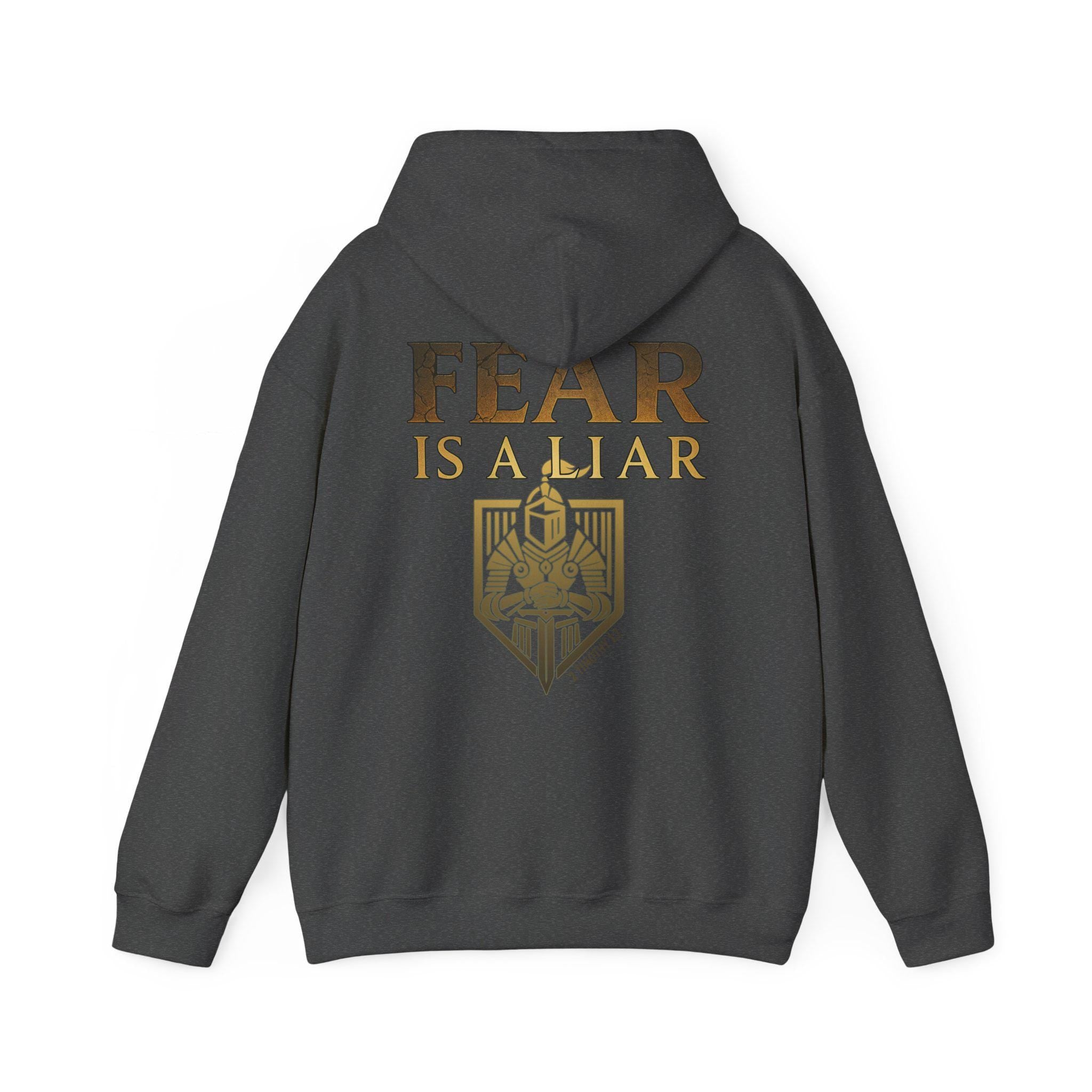 Fear Is a Liar Hoodie - 2 Timothy 1:7, Warrior of Faith, Motivational Heavy Blend Sweatshirt for Adults, Cozy Casual Wear, Christian Apparel