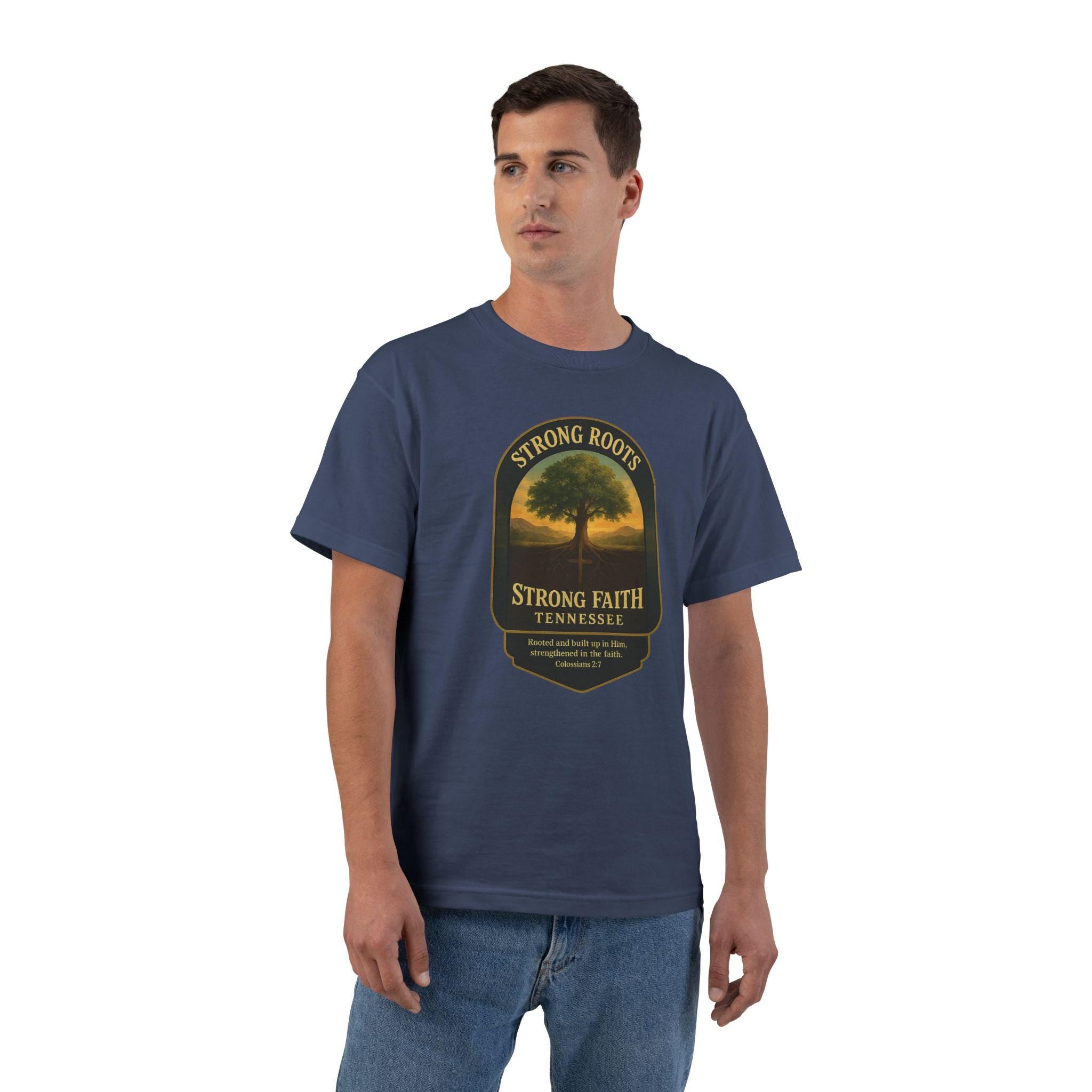 TN-Strong Roots Strong Faith Christian T-Shirt, Tennessee Bible Verse T, Colossians 27, I Love Tennessee Shirt, God Bless America Collection