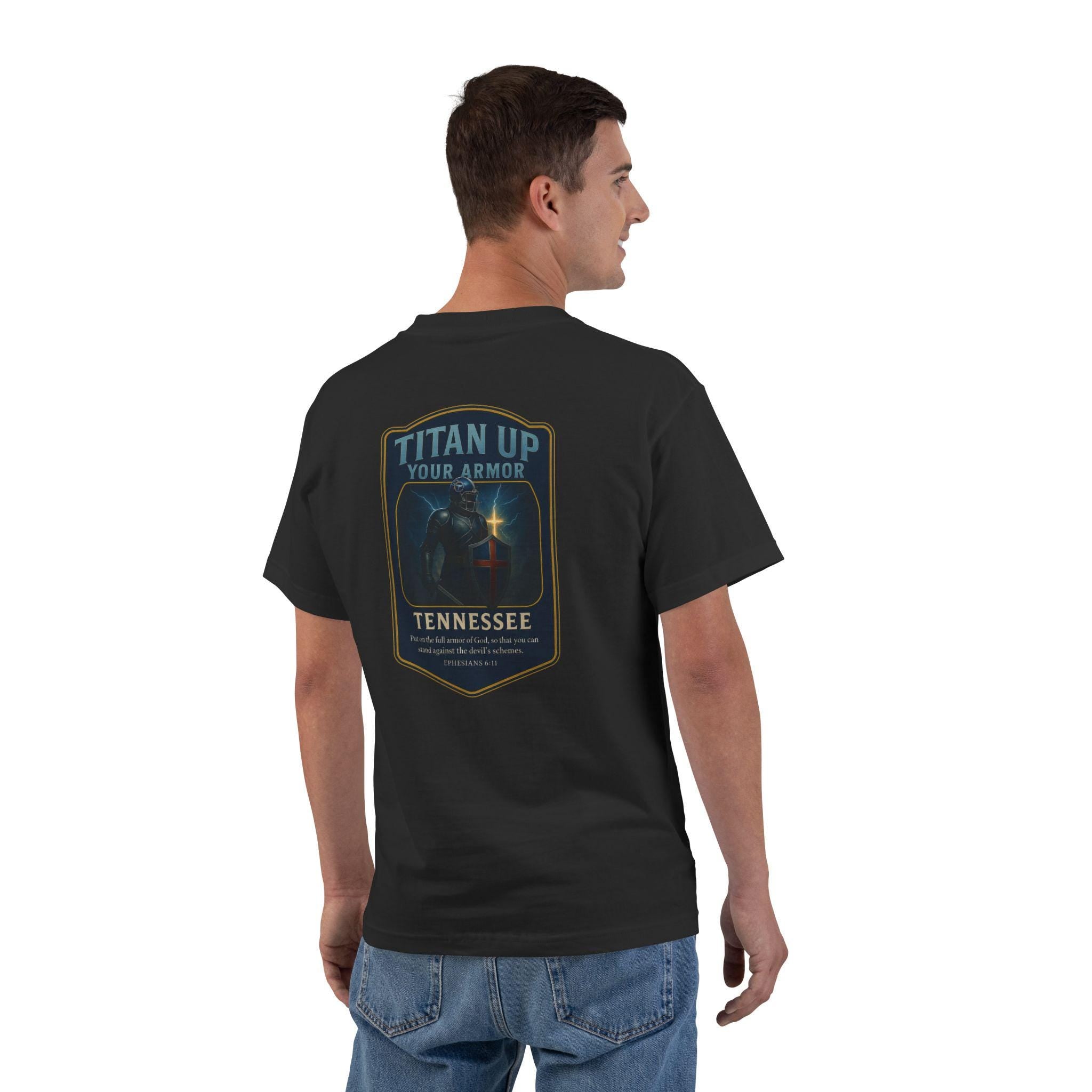 TN-Titan Up Your Armor Christian T-Shirt, Tennessee Faith Tee, Ephesians 6:11, Redeemed Faith Apparel, God Bless America Collection