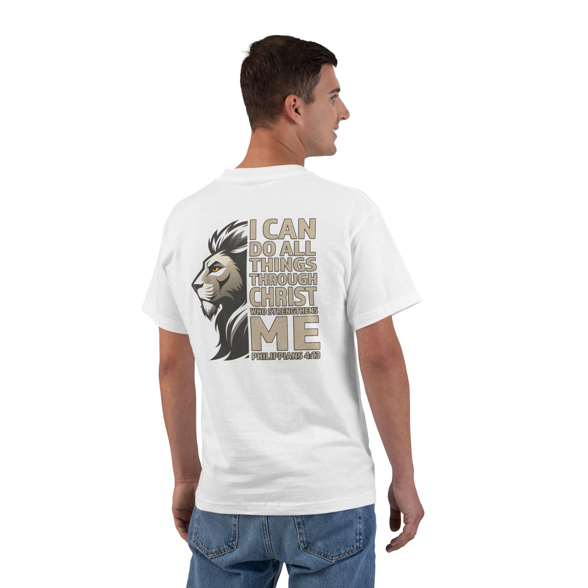 I Can Do All Things Through Christ Shirt - Philippians 4:13, Lion Christian Strength TShirt, Shirt with Inspirational Design, Christian Tee