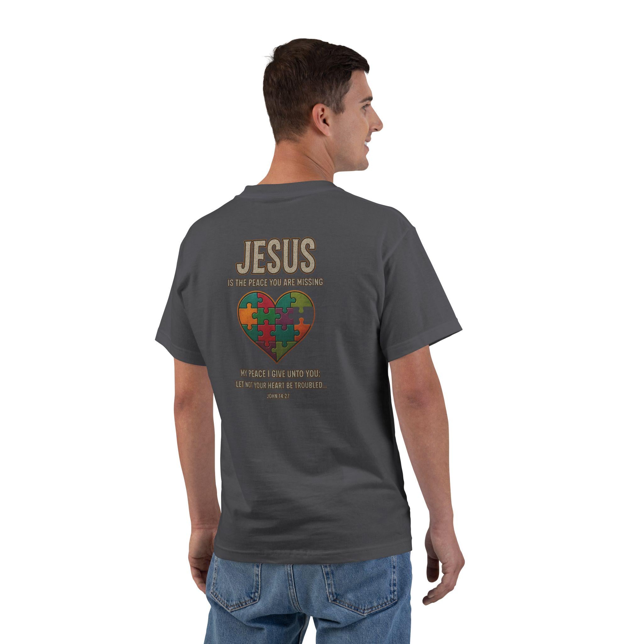 Jesus Is the Peace You Are Missing Shirt - John 14:27 Christian Puzzle Heart Faith T-Shirt, Christian Gifts for Men and Women, Trouble Heart
