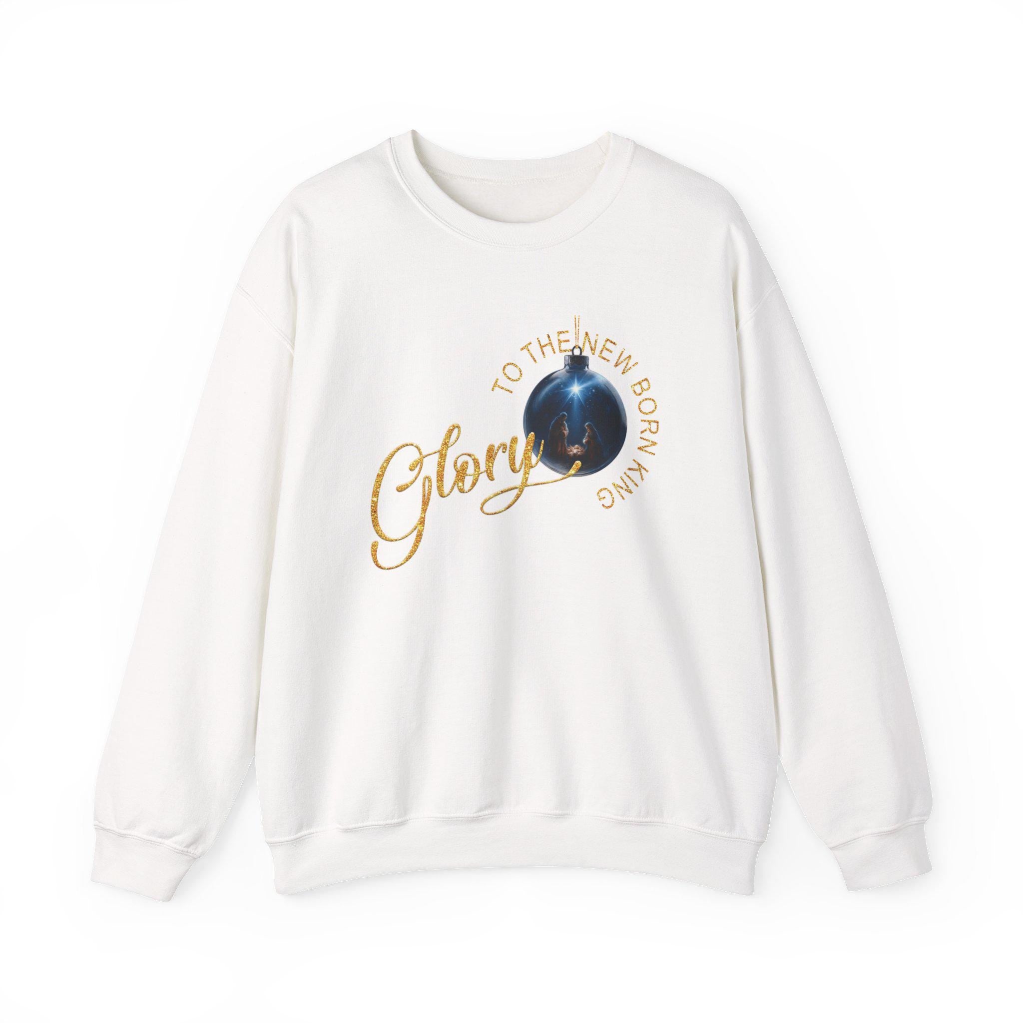 Glory to the Newborn King Christian Christmas Sweatshirt | Nativity Ornament Design | Redeemed Faith Apparel | Christmas Collection Crewneck