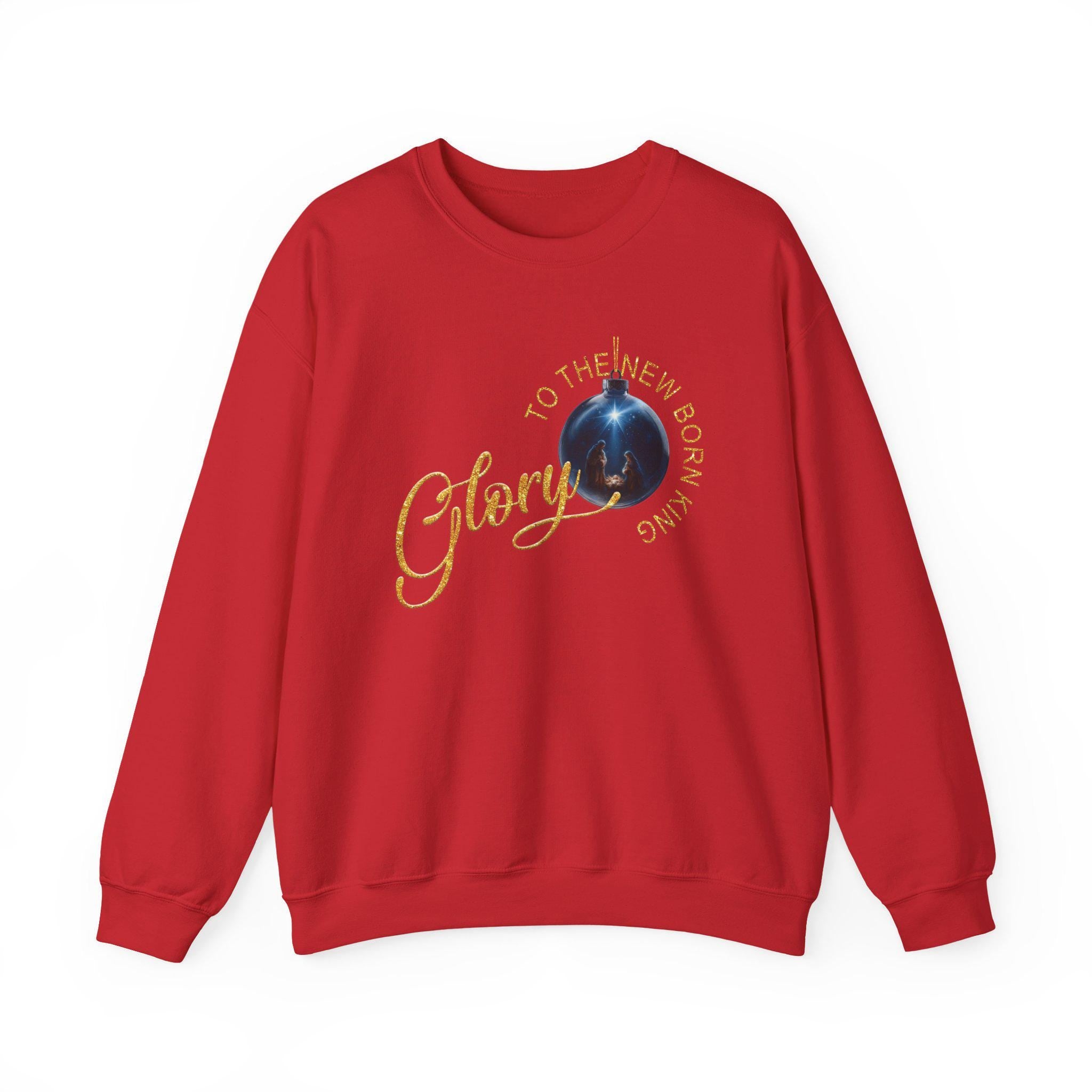 Glory to the Newborn King Christian Christmas Sweatshirt | Nativity Ornament Design | Redeemed Faith Apparel | Christmas Collection Crewneck