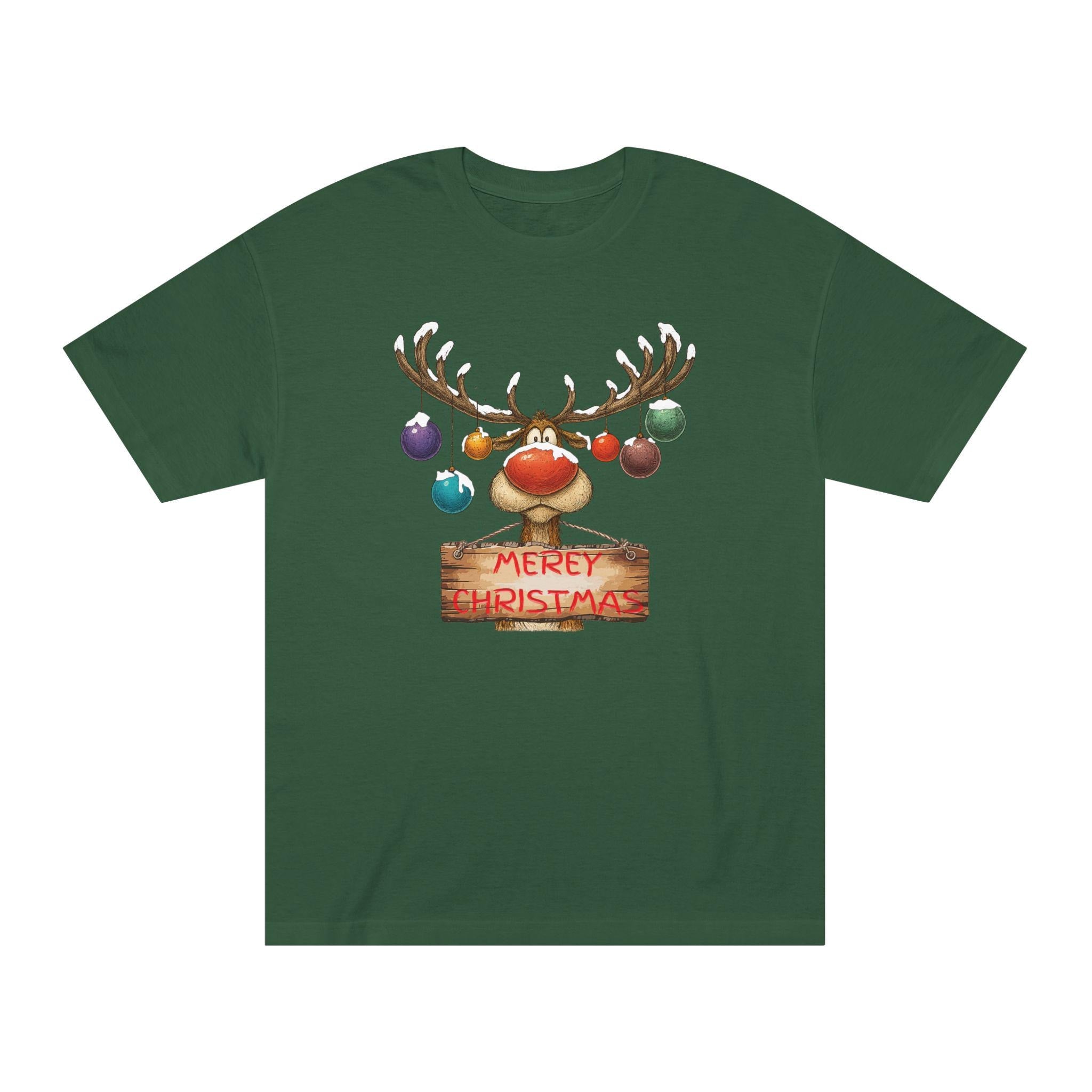 Reindeer Merry Christmas Shirt, Funny Holiday Shirt, Colorful Ornament, Antlers, Christmas Gift, Crewneck Sweatshirt and Hoodie Option