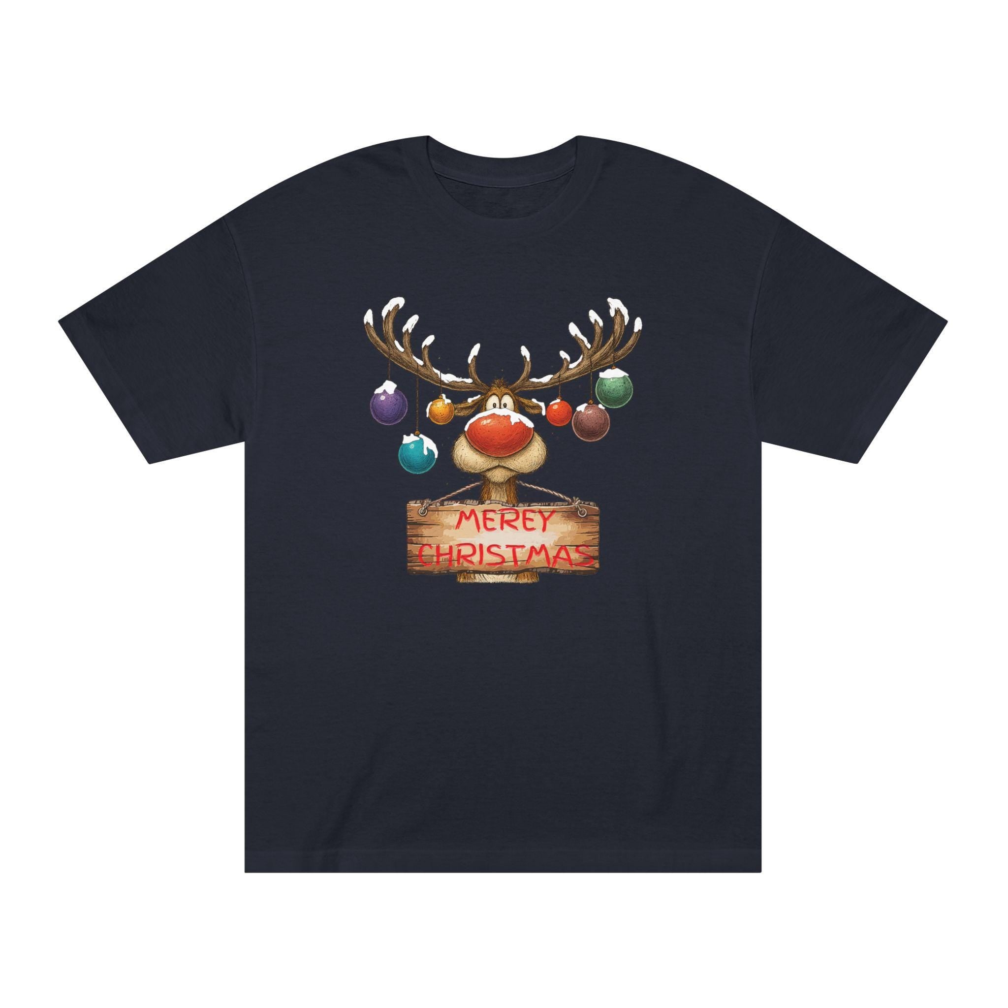 Reindeer Merry Christmas Shirt, Funny Holiday Shirt, Colorful Ornament, Antlers, Christmas Gift, Crewneck Sweatshirt and Hoodie Option