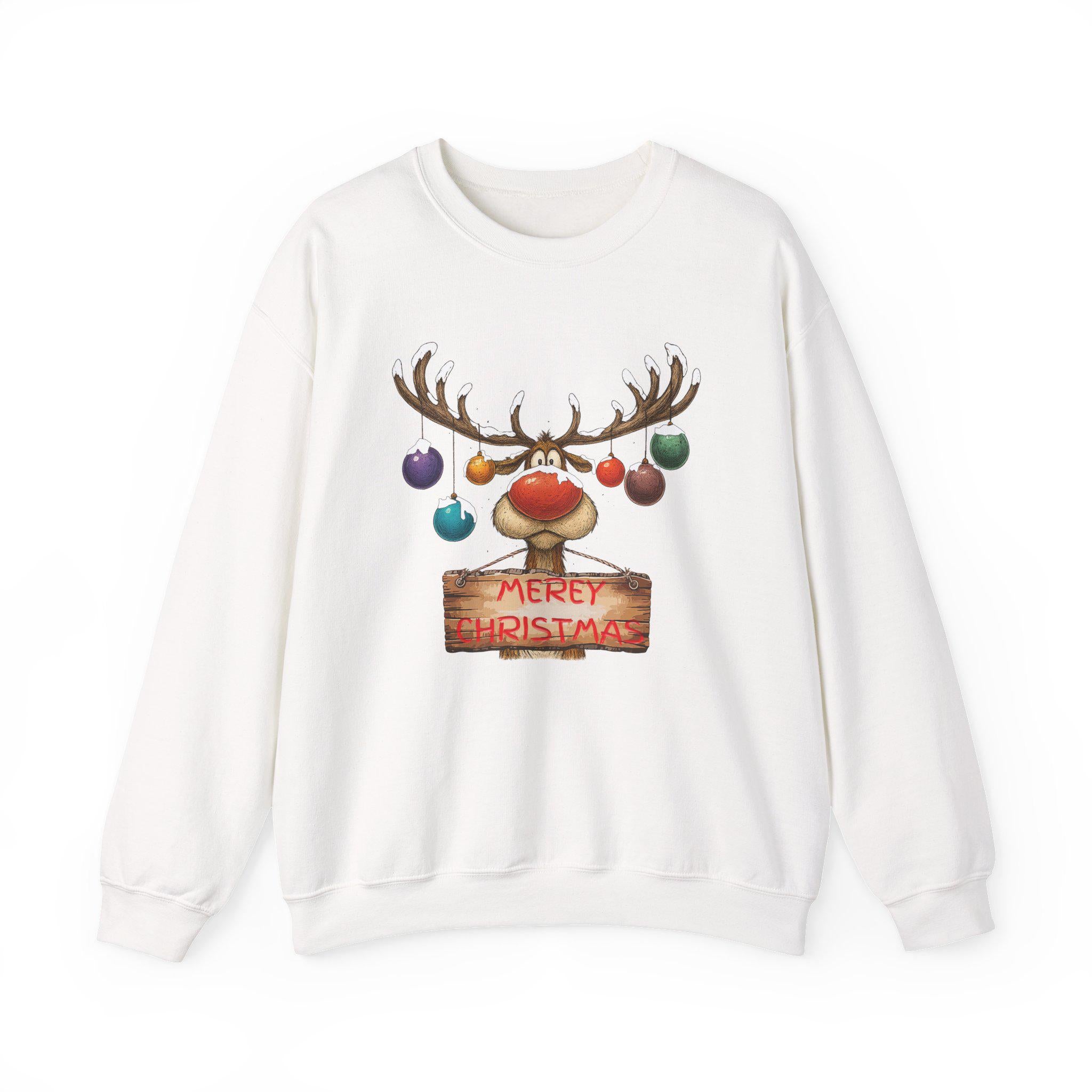 Fun Reindeer Merry Christmas Sweatshirt, Funny Holiday Tee, Antlers Christmas Gift, Winter Christian Apparel, T-shirt and Hoodie Options