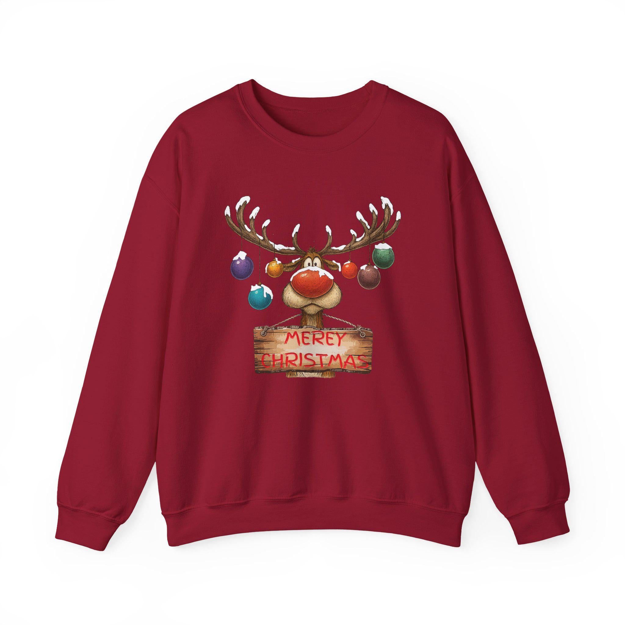 Fun Reindeer Merry Christmas Sweatshirt, Funny Holiday Tee, Antlers Christmas Gift, Winter Christian Apparel, T-shirt and Hoodie Options