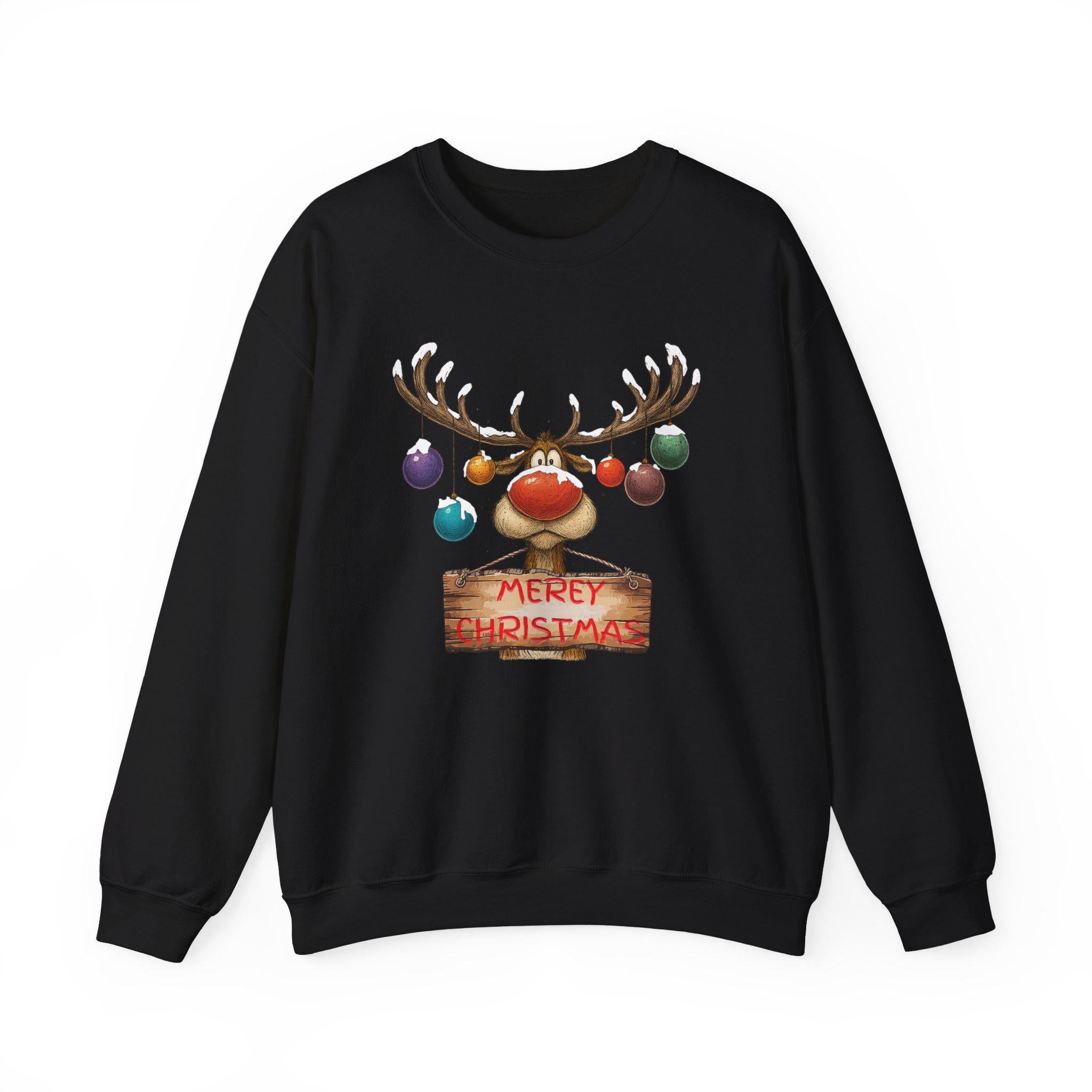 Fun Reindeer Merry Christmas Sweatshirt, Funny Holiday Tee, Antlers Christmas Gift, Winter Christian Apparel, T-shirt and Hoodie Options