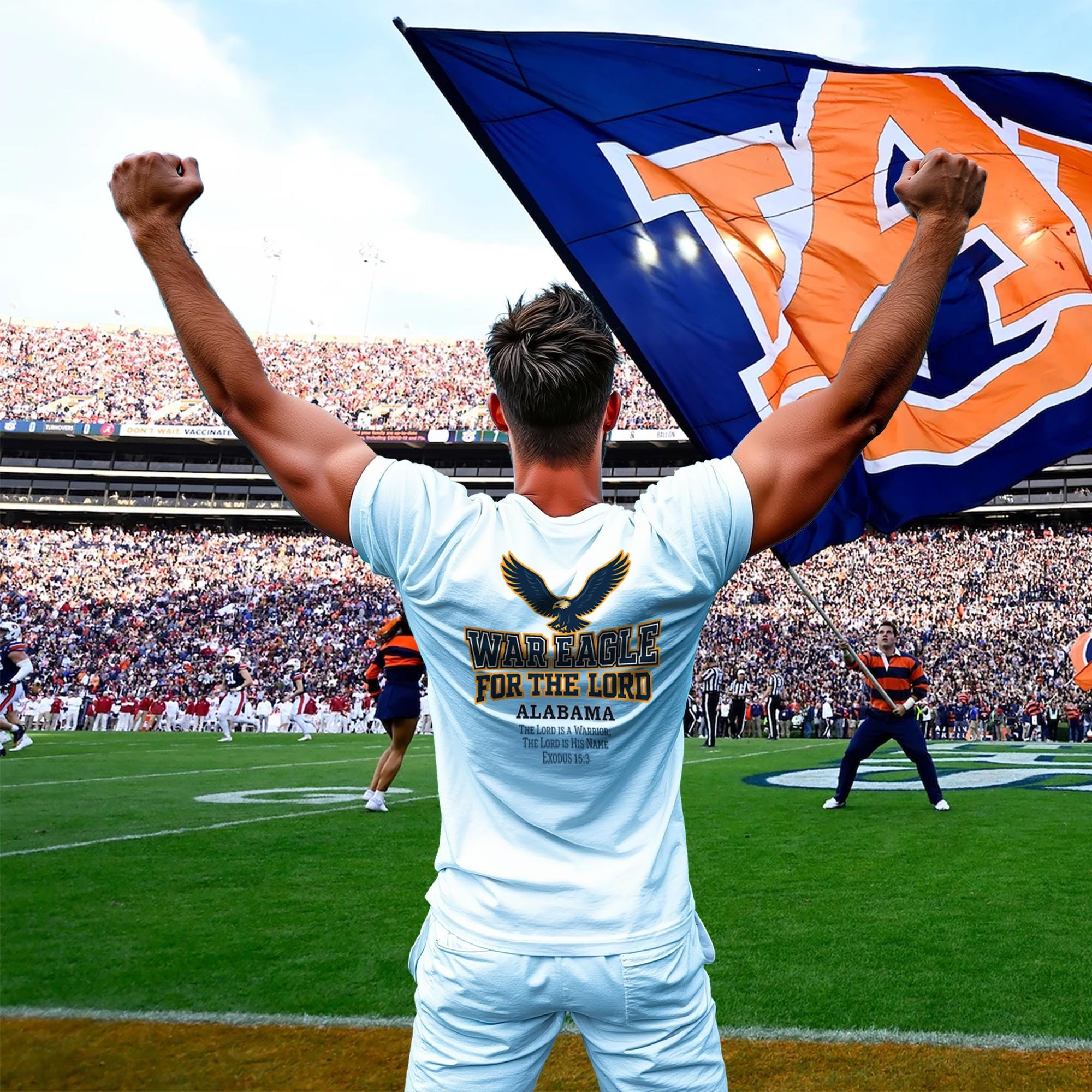 AL-War Eagle For The Lord, Alabama Christian Shirt, Faith Based Tee With Eagle And Cross, Scripture Exodus 153, Jesus Warrior Tee, Tigers