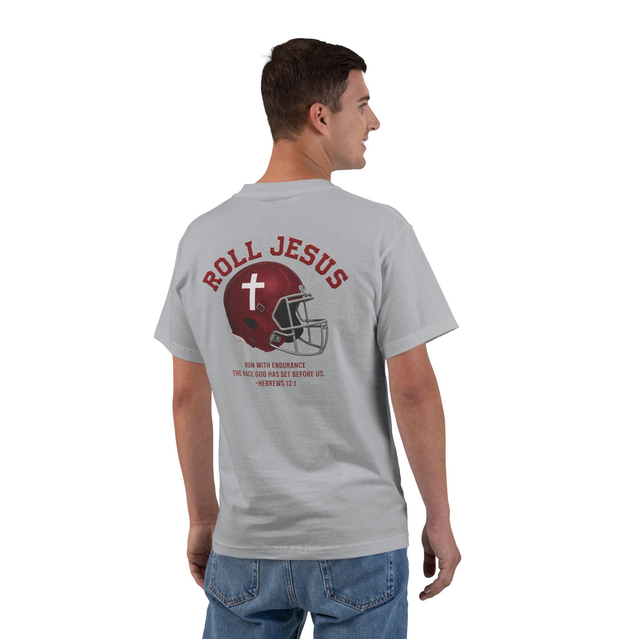 AL-Roll Jesus Faith Runs the Play, Alabama Christian T-Shirt, Faith-Inspired Sports, Alabama Football Shirt, Christian Apparel, Crimson Tide