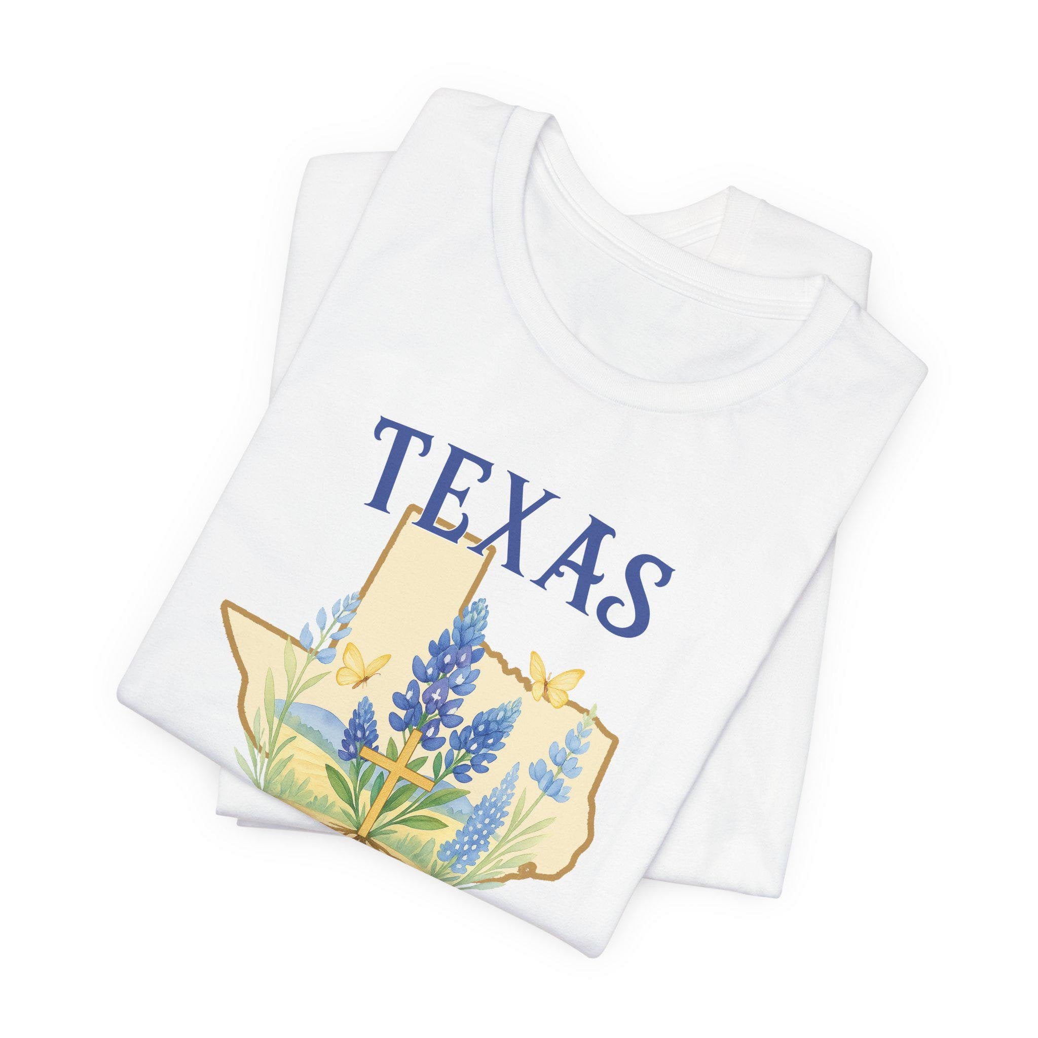 TX-Texas Bluebonnet, Rooted in Christ Ladies Christian Shirt, Colossians 27, Womens Faith Tee, Texas Pride, Bible Verse, God Bless America
