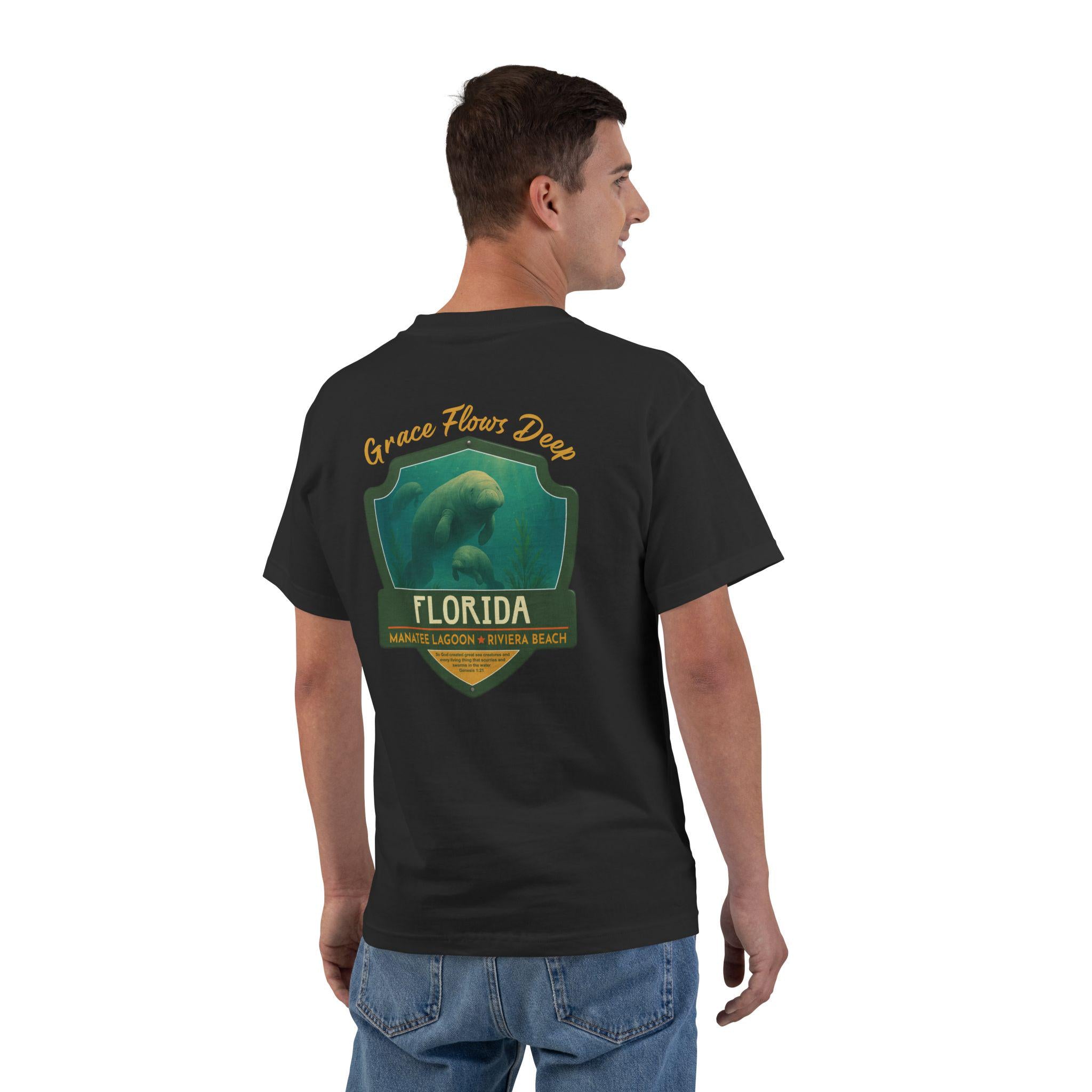FL-Grace Flows Deep - Florida, Christian Shirt, Genesis 121 Shirt, Faith T Shirt, Manatee T Shirt, God Bless America Collection, Christian T