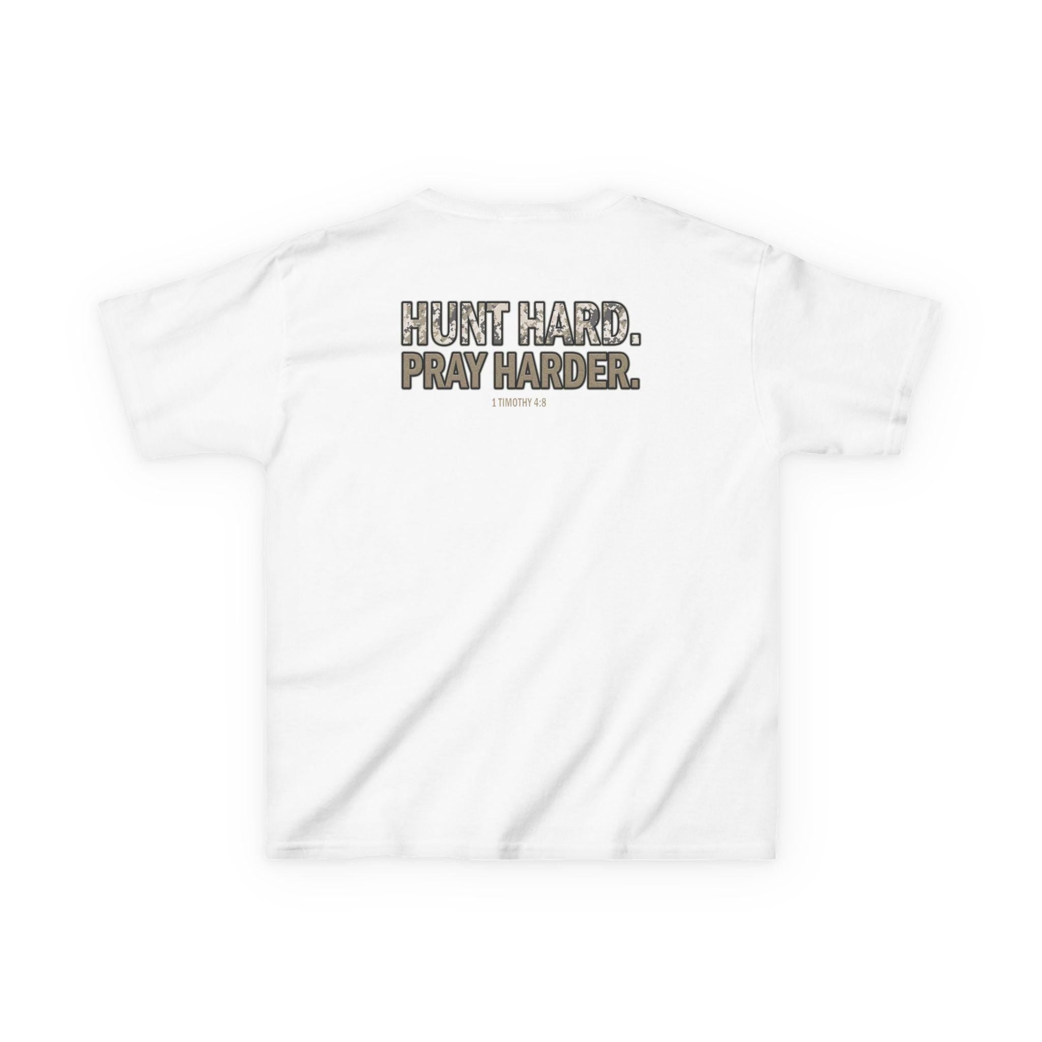 Hunt Hard Pray Harder, Christian Hunting Shirt or Hoodie, Camo Faith Tee, 1 Timothy 48, Deer Hunter Gift, Youth Hunting T-Shirt